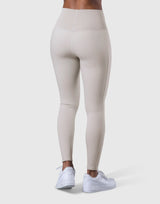 High Rise Waist Rib Leggings - Ivory