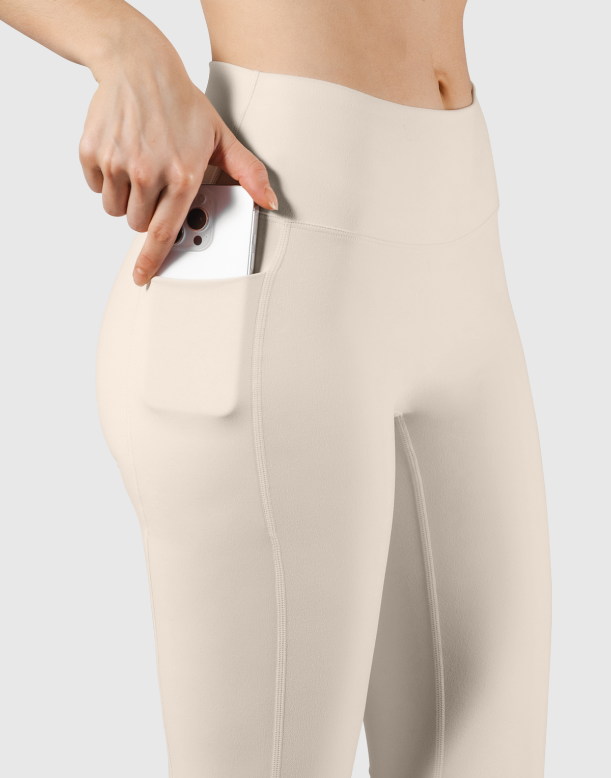 Peach Hip Line Leggings - Ivory