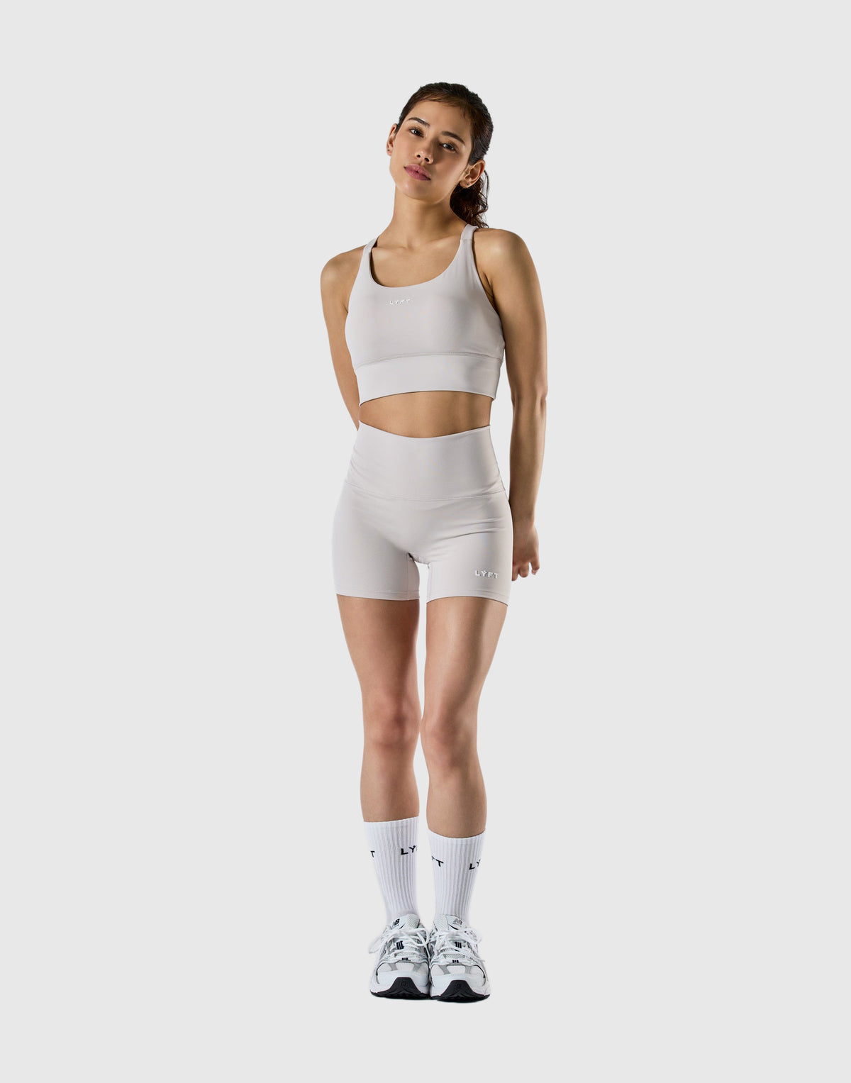 Back Pocket Biker Short Leggings - Ivory