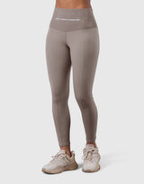 High Rise Waist Rib Leggings - Light Brown