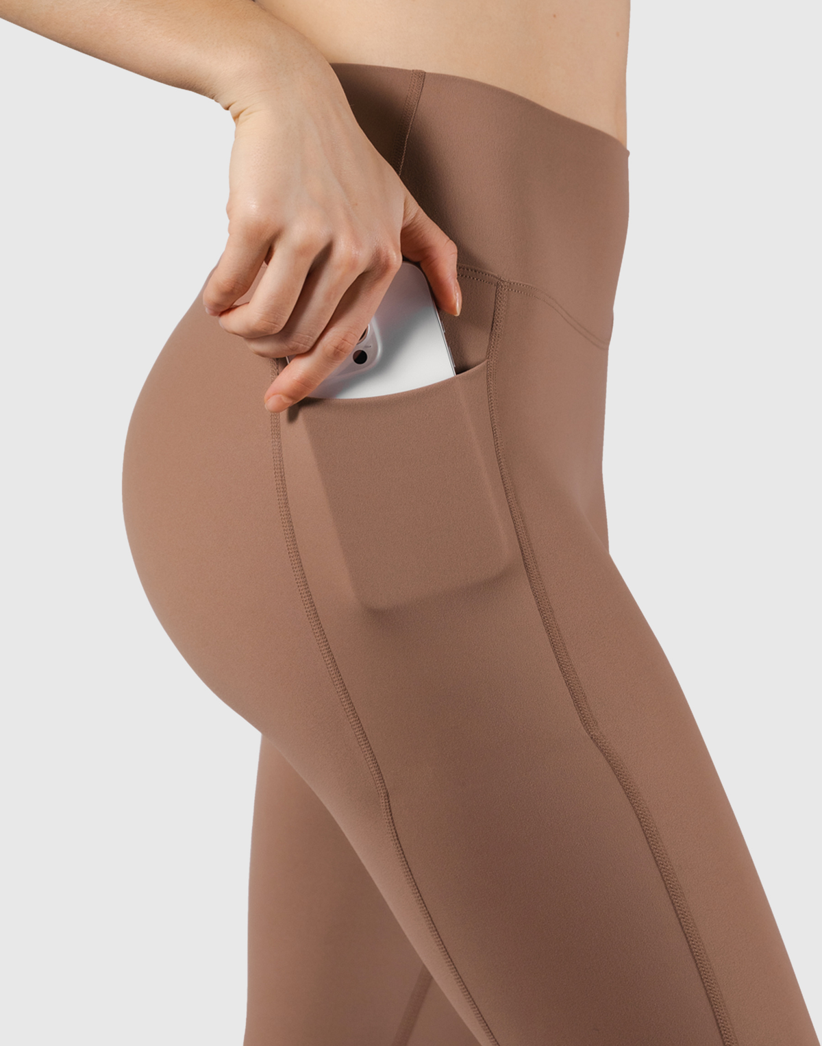 Peach Hip Line Leggings - Brown