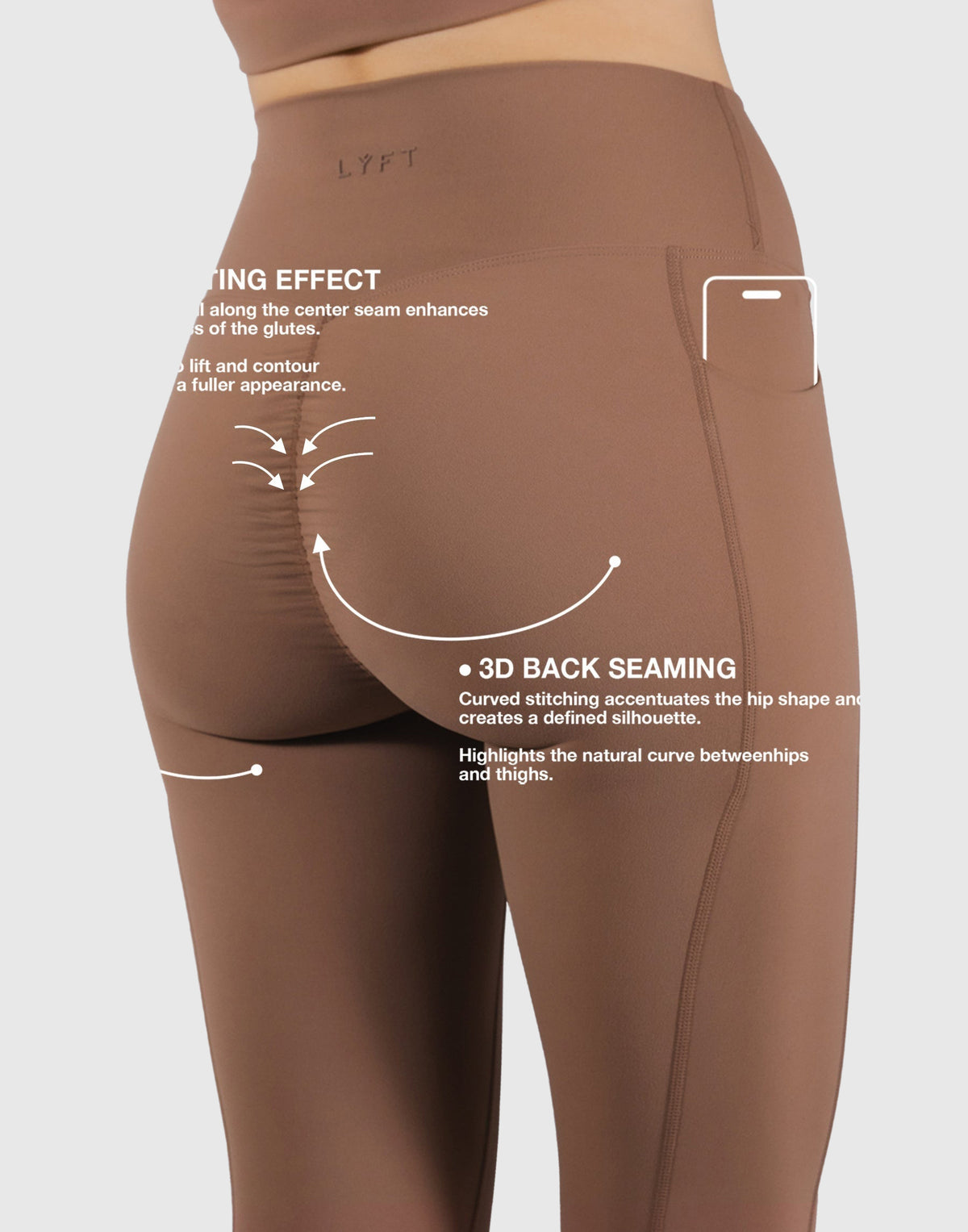 Peach Hip Line Leggings - Brown