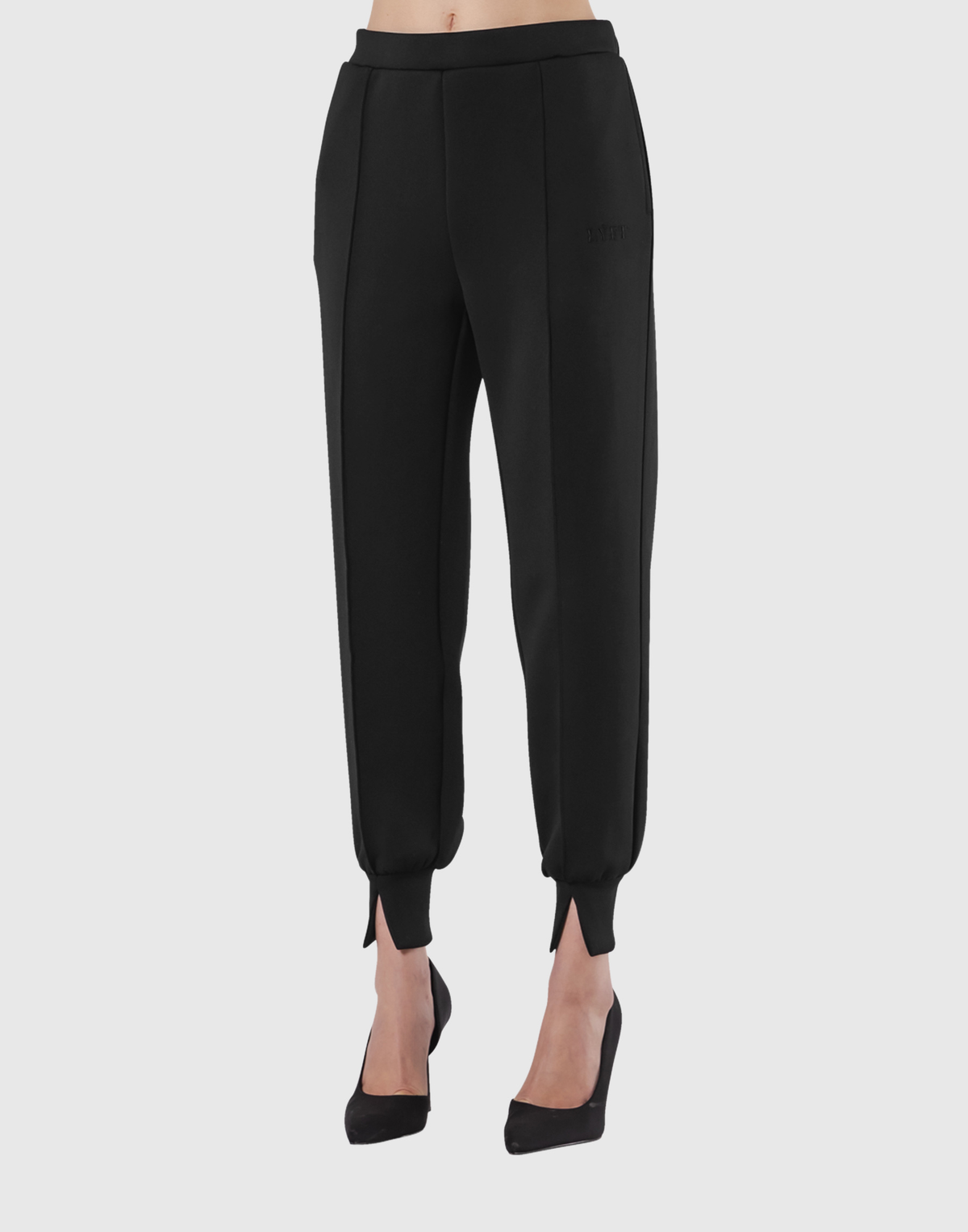 Double Knit Tapered Easy Pants - Black