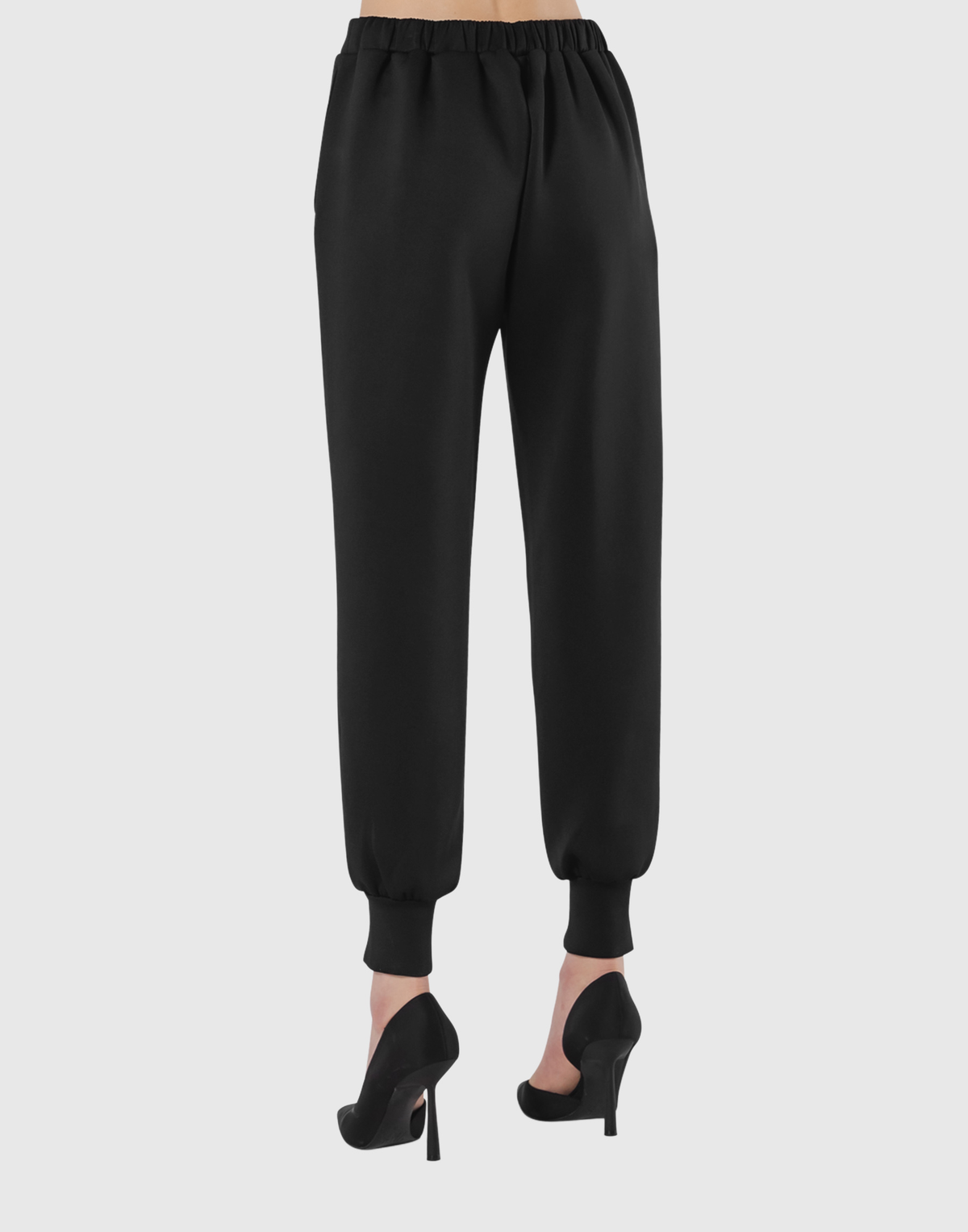 Double Knit Tapered Easy Pants - Black