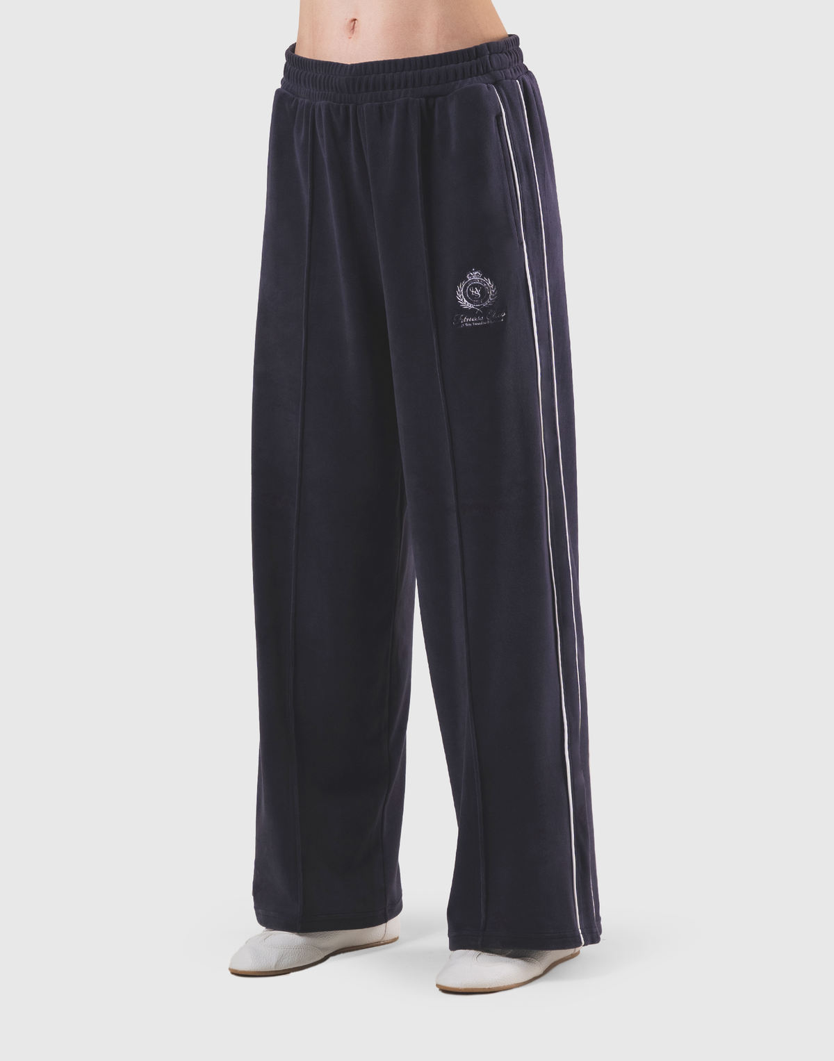 Velour Track Pants - Navy