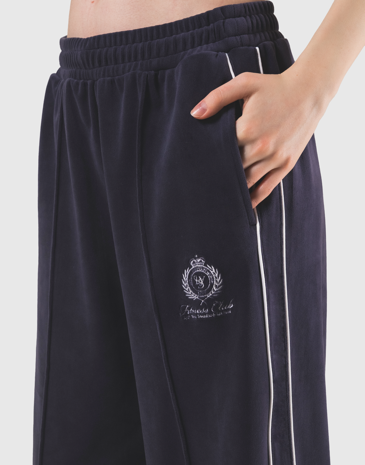 Velour Track Pants - Navy