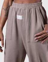 Woven Label Relax Sweat Pants -  Greige