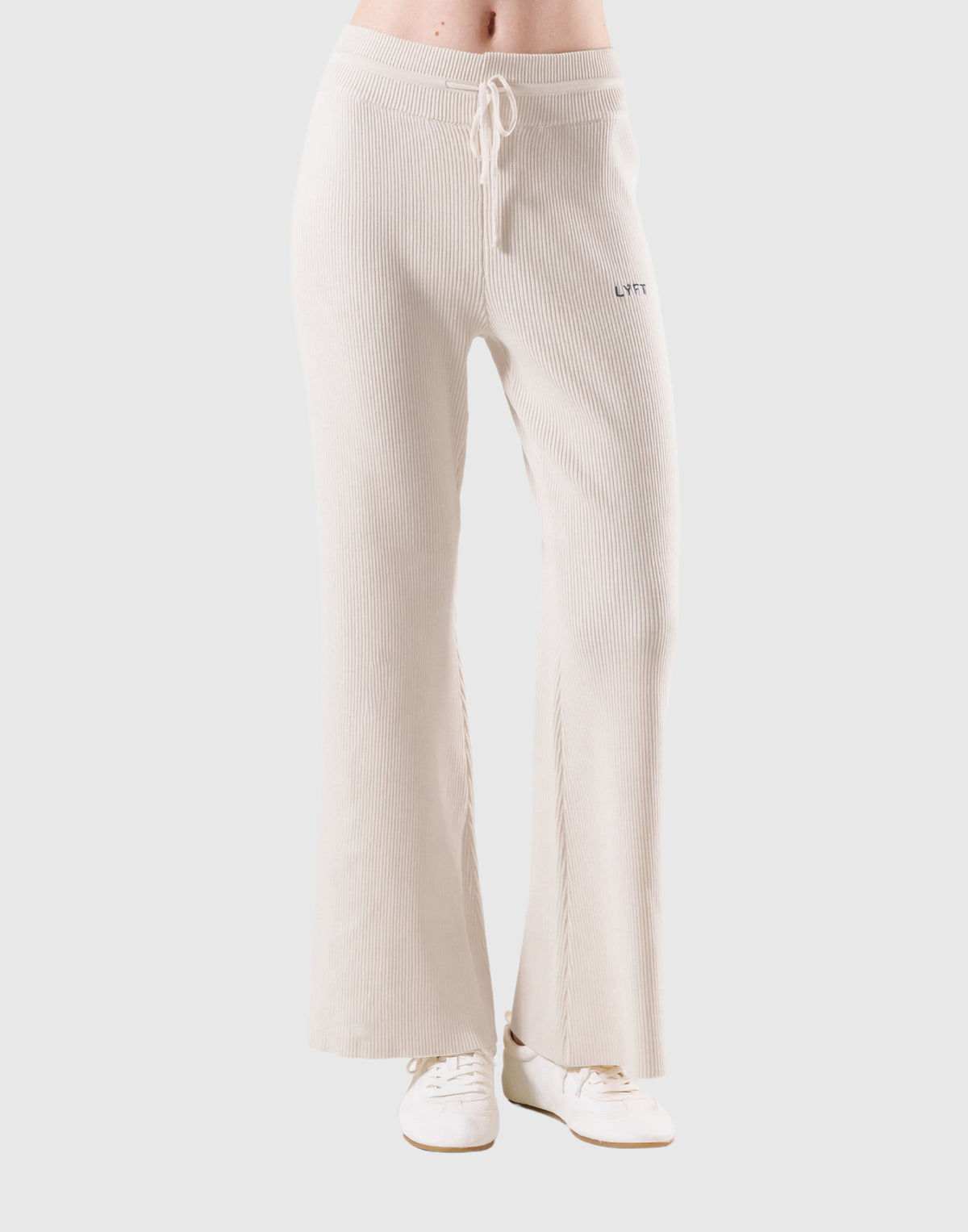 Rib Knit Flare Pants - Ivory