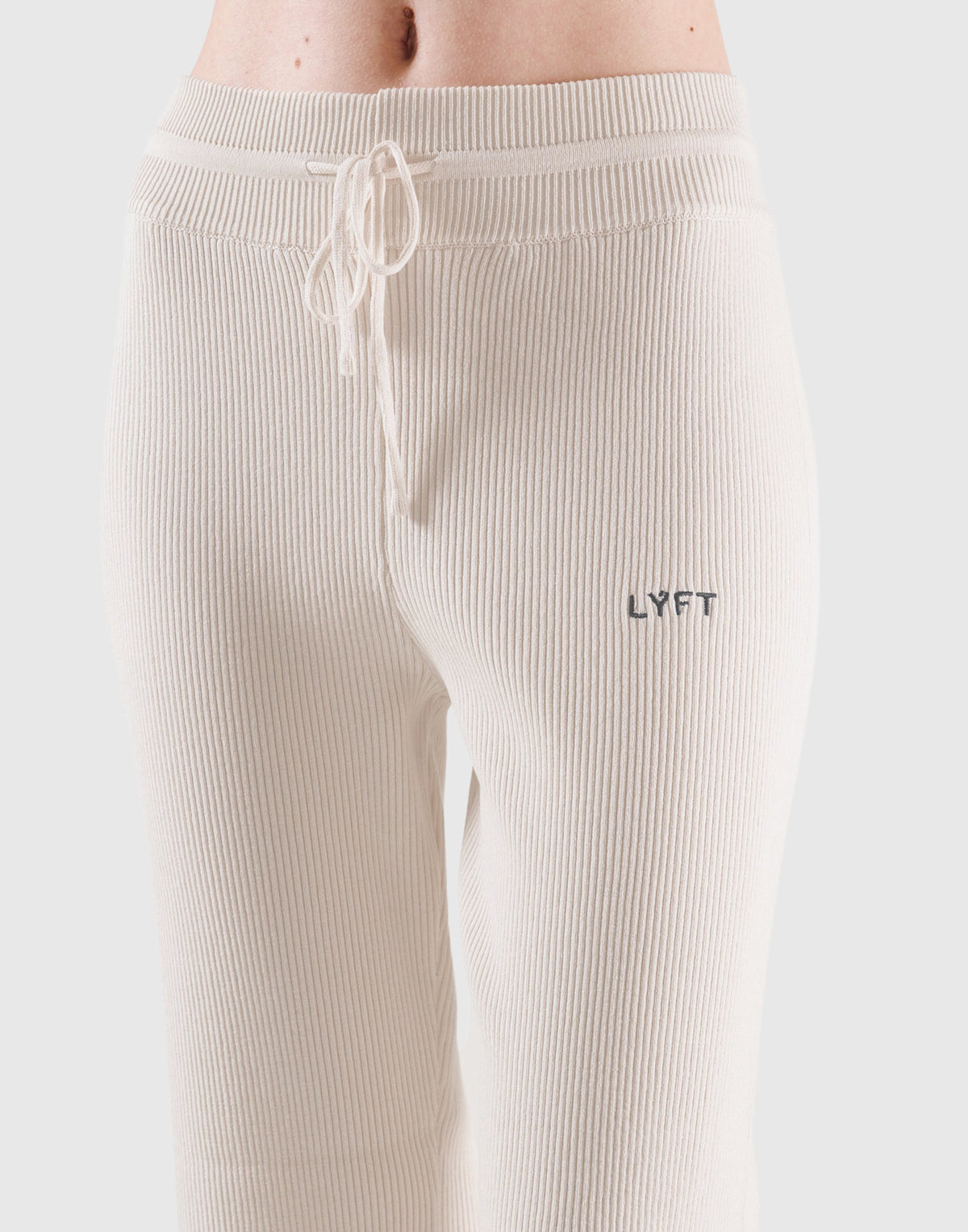 Rib Knit Flare Pants - Ivory