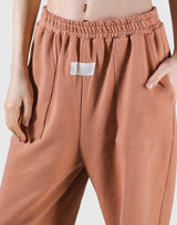 Woven Label Relax Sweat Pants - Coral