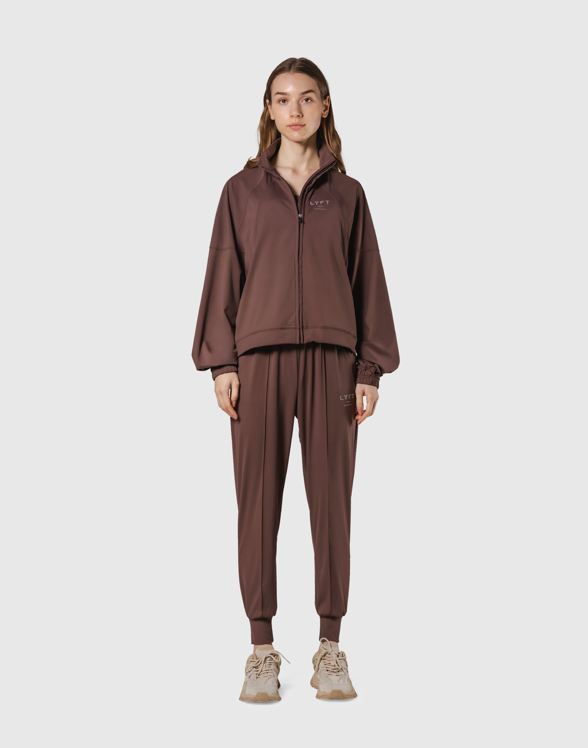 Stretch Pleats Jersey Pants 2 - Brown