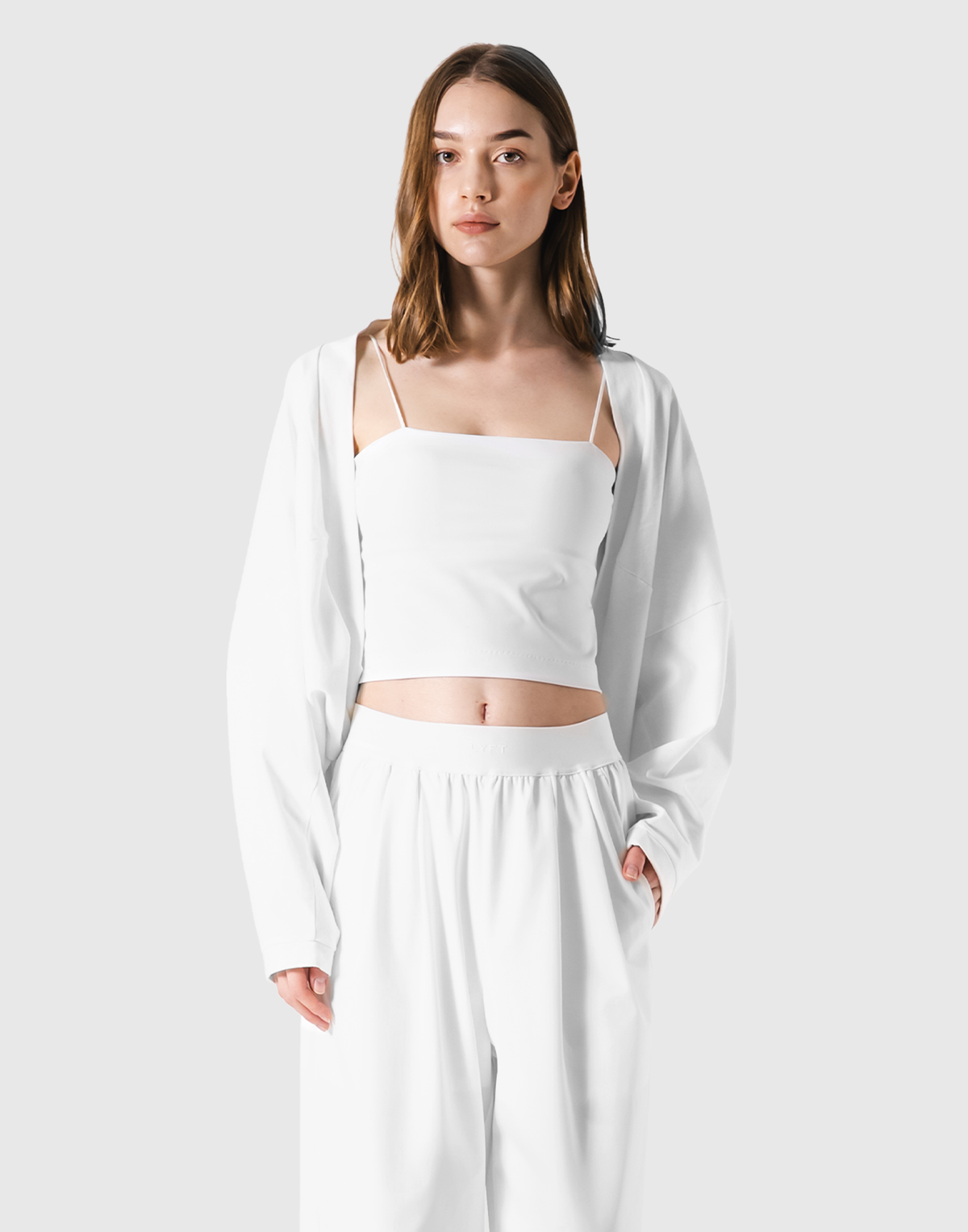 Dolman Sleeve Cropped Cardigan - White