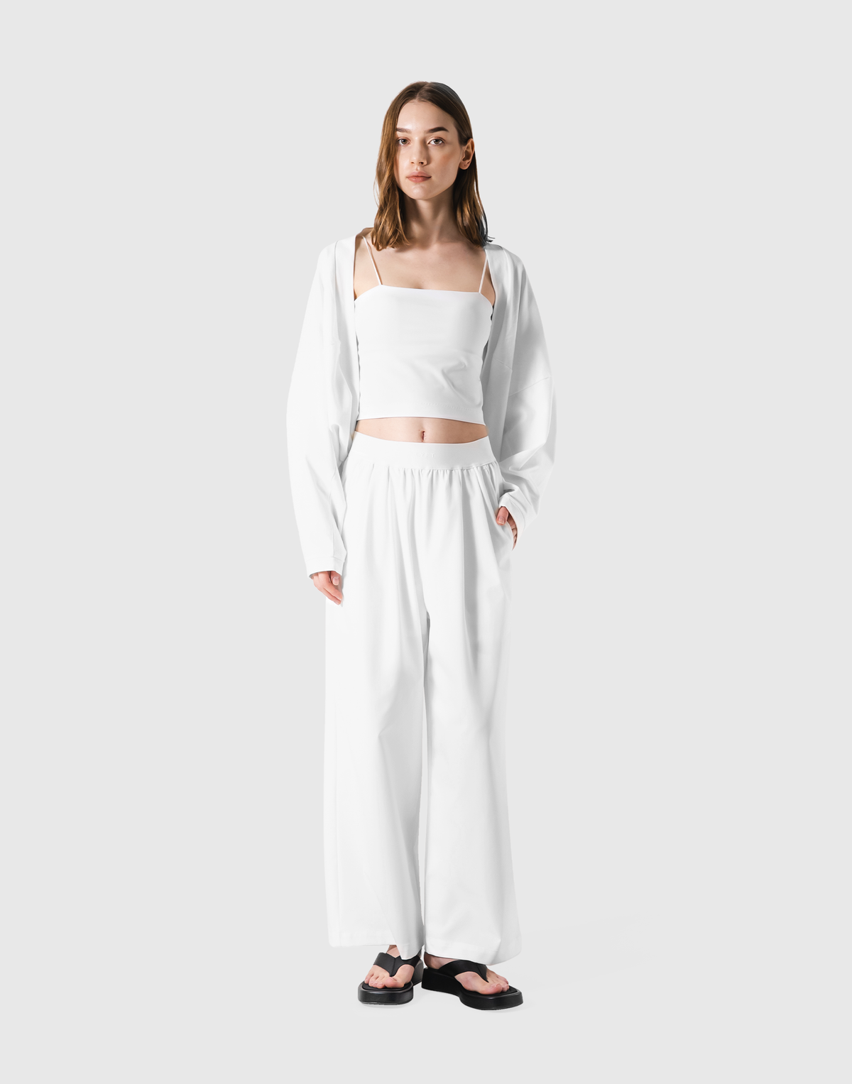 Dolman Sleeve Cropped Cardigan - White