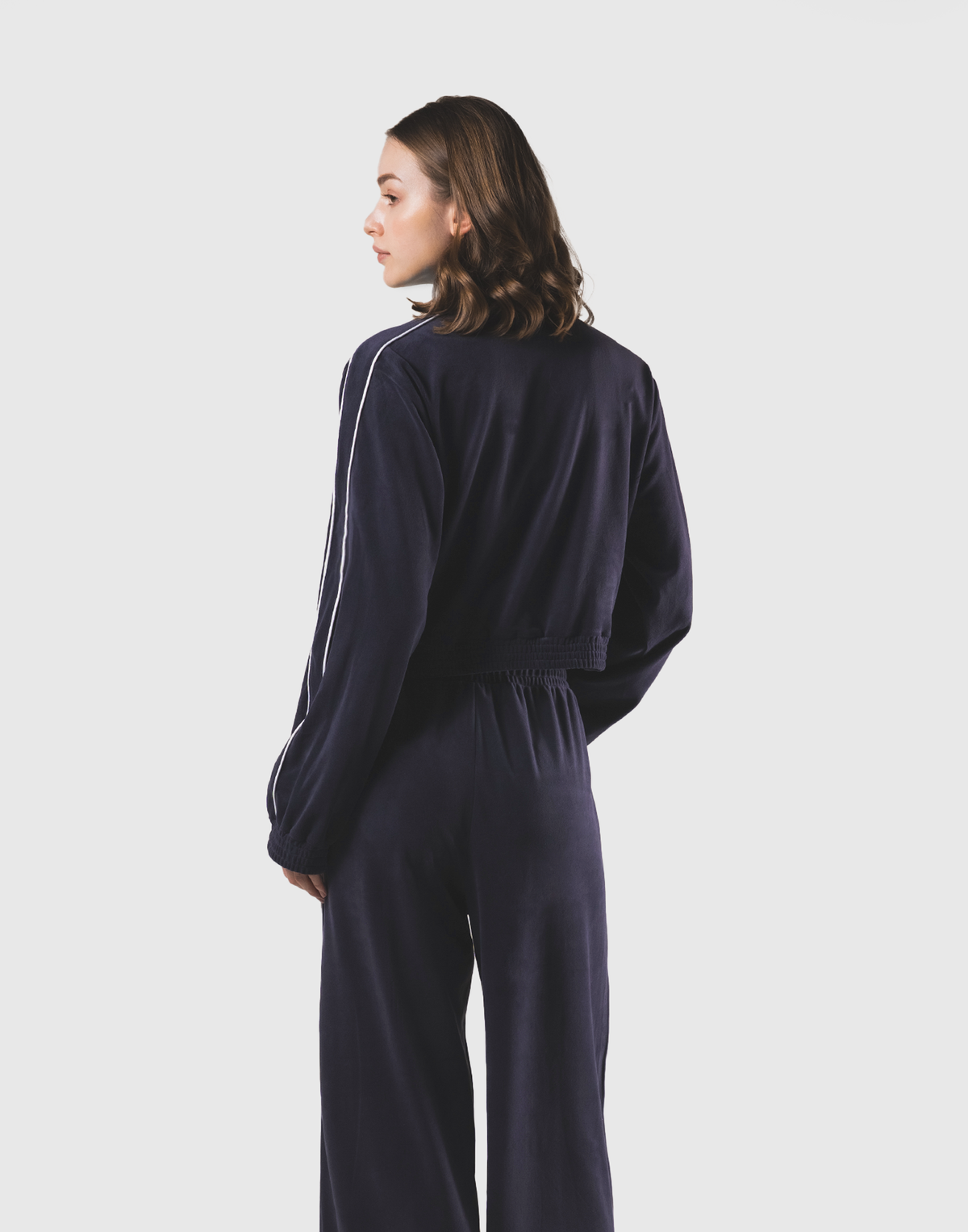 Velour Track Jacket - Navy