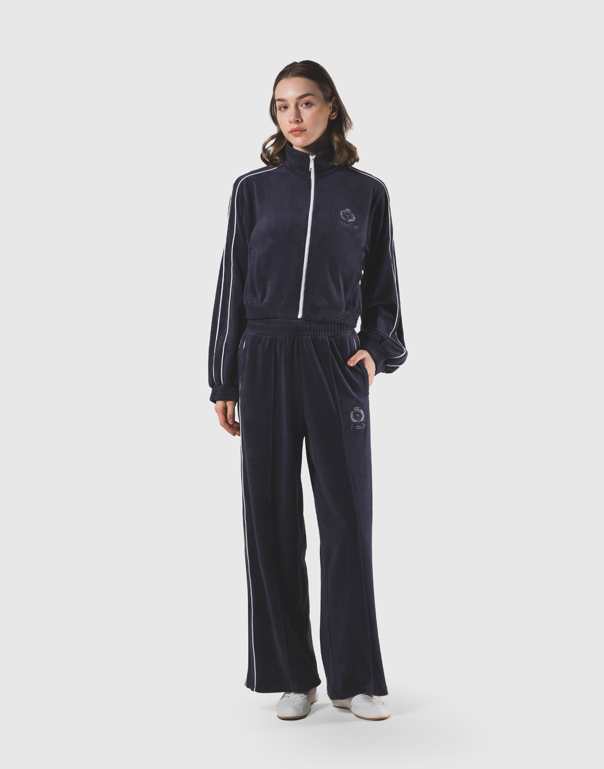 Velour Track Jacket - Navy