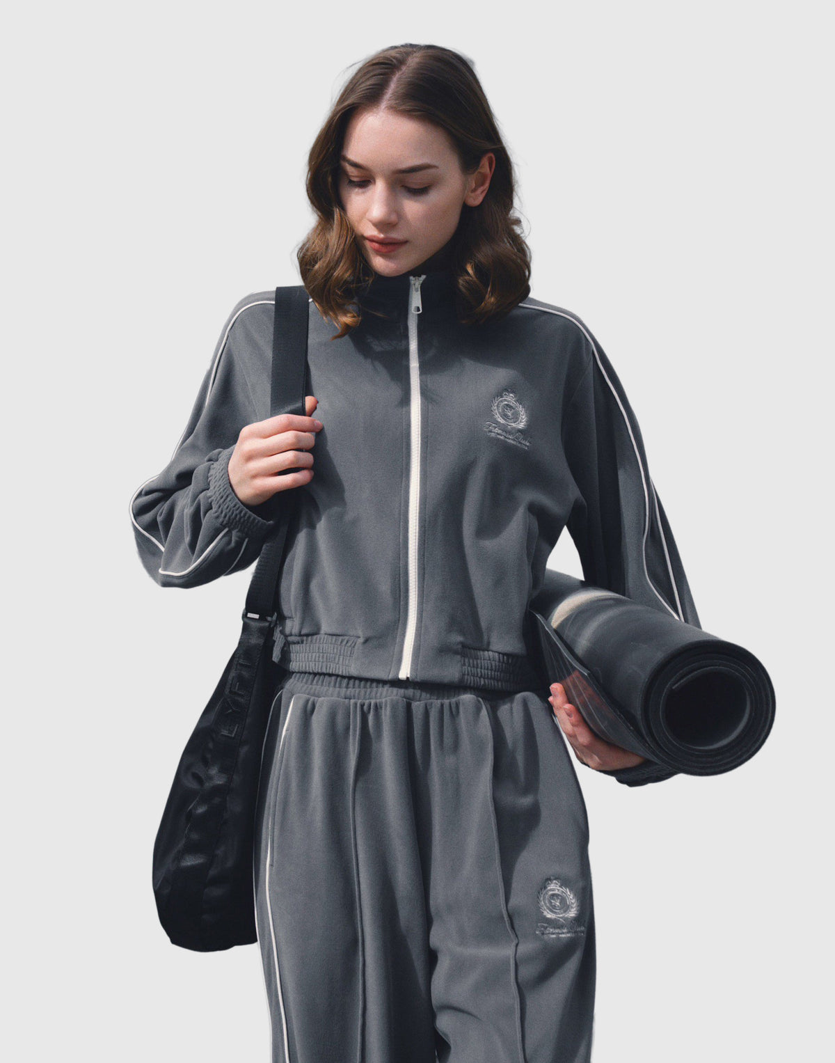 Velour Track Jacket - Grey