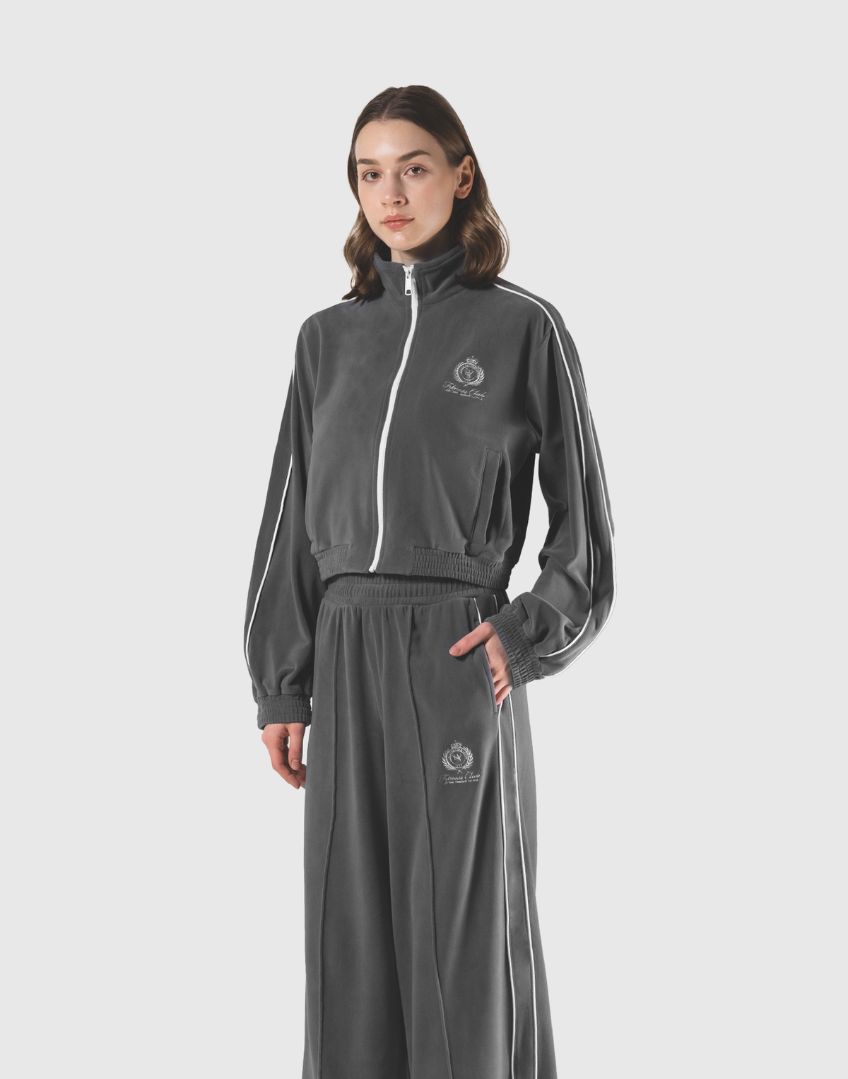 Velour Track Jacket - Grey