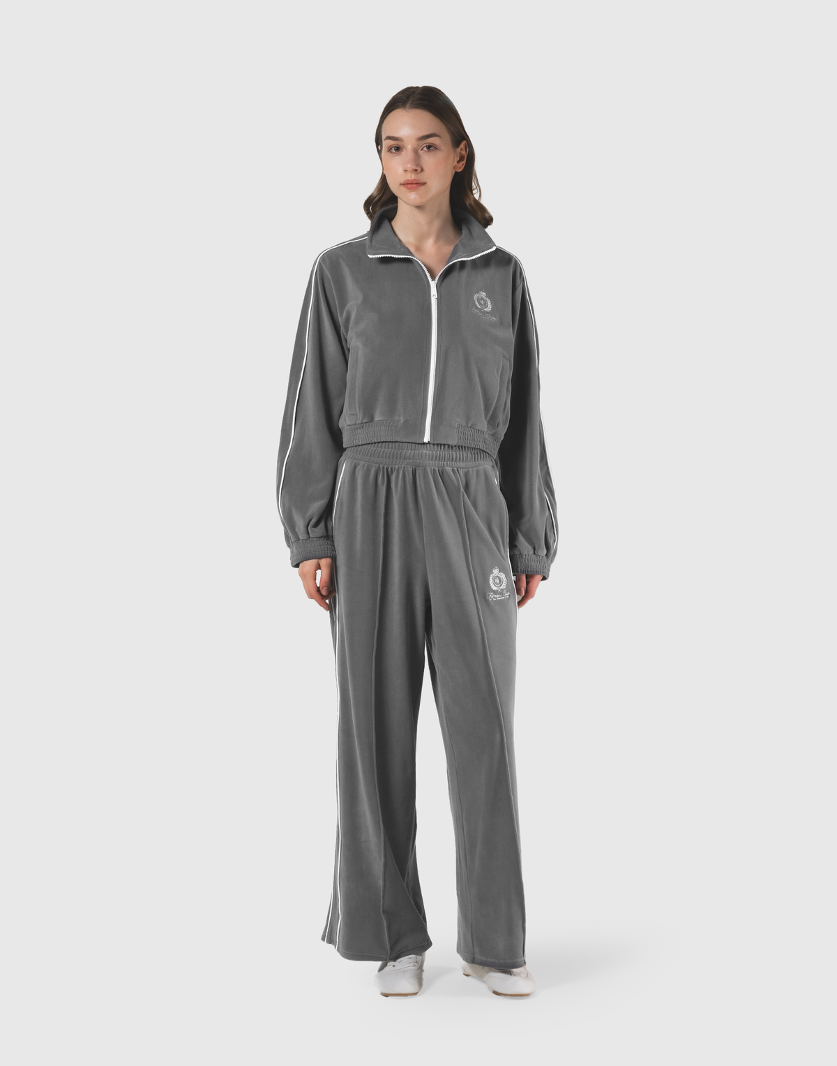 Velour Track Jacket - Grey