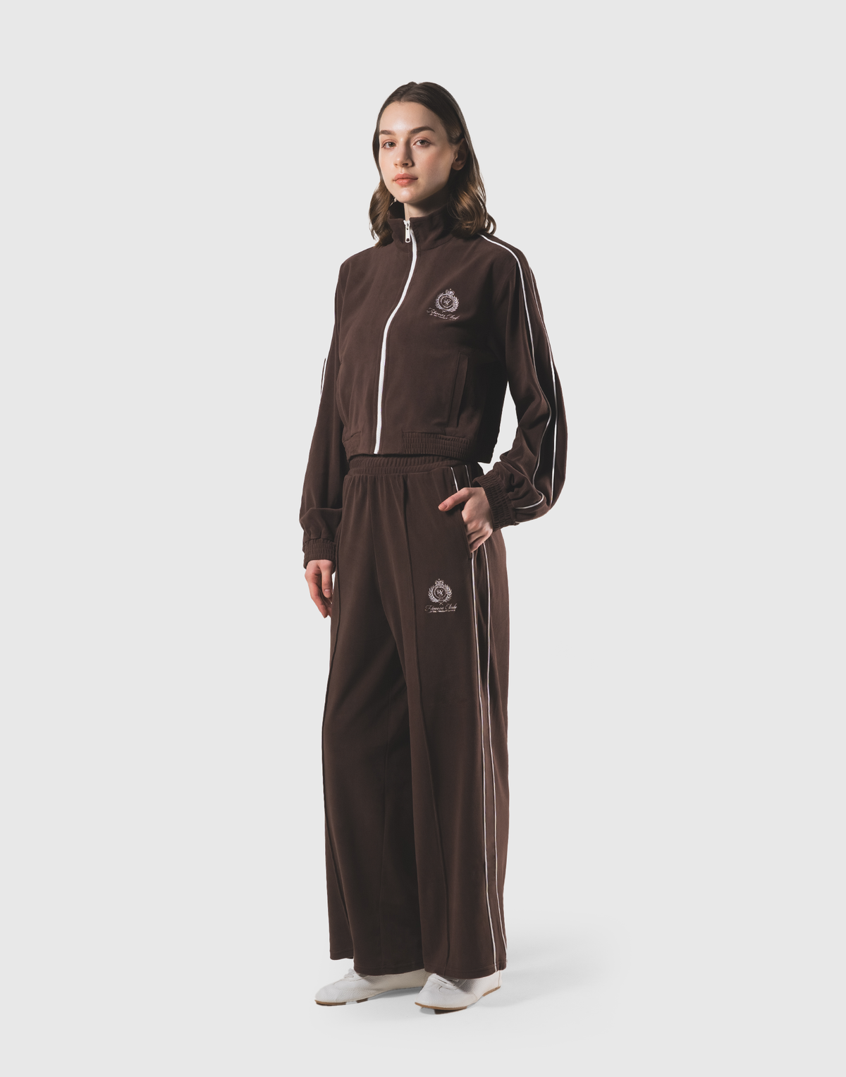 Velour Track Jacket - Brown
