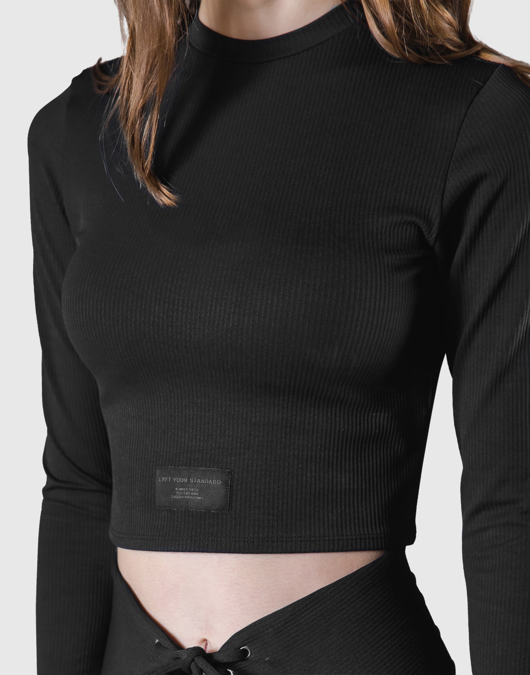 Ribbed Long Sleeve T-Shirt - Black – LÝFT