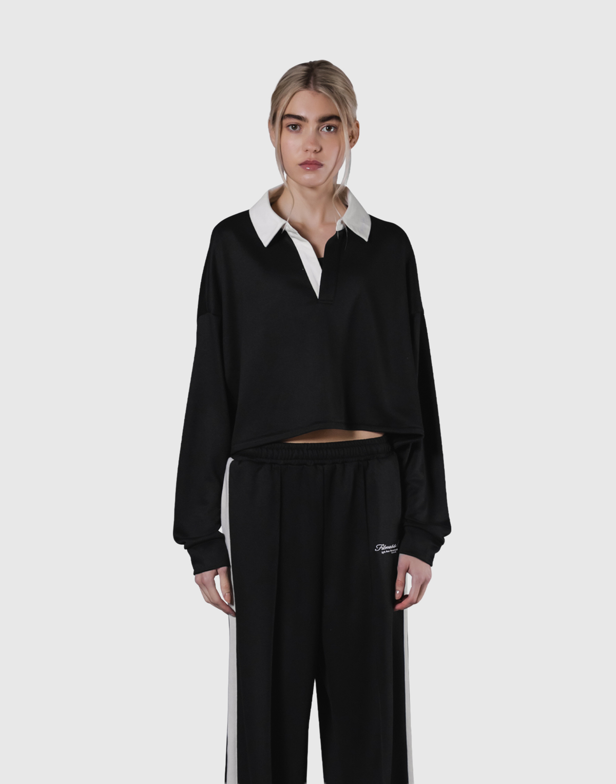 Cropped Rugby Shirt - Black