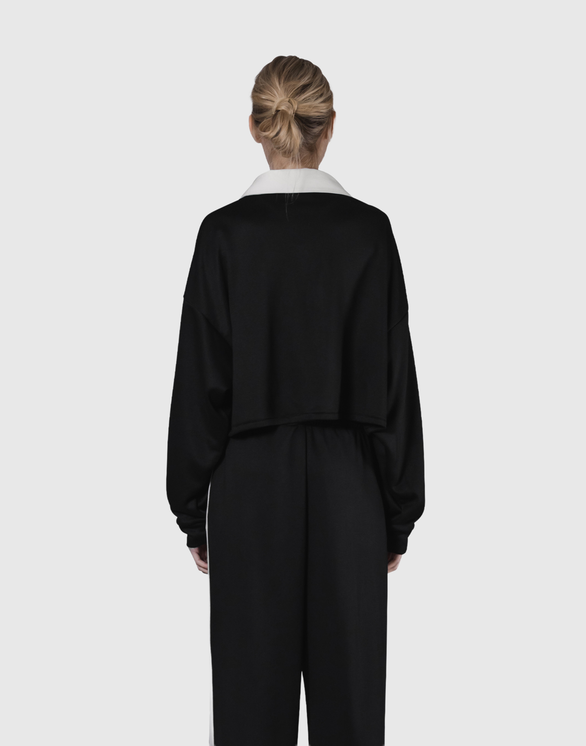Cropped Rugby Shirt - Black