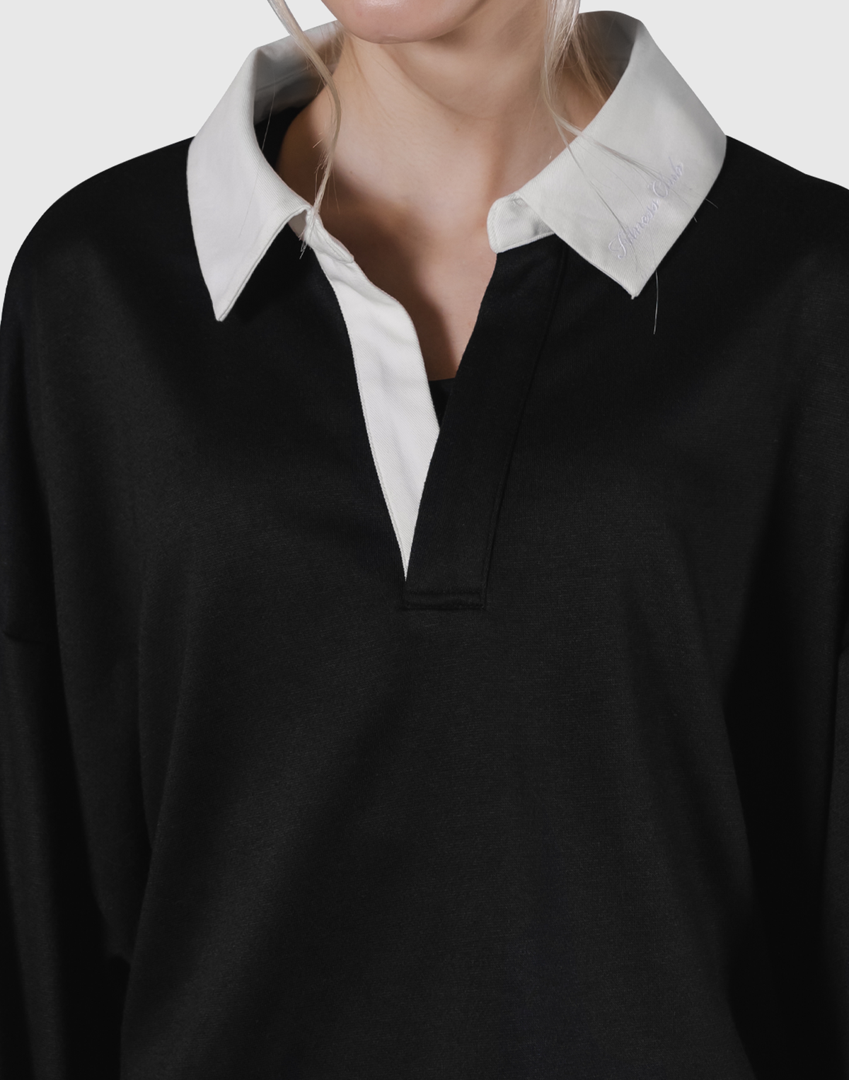 Cropped Rugby Shirt - Black