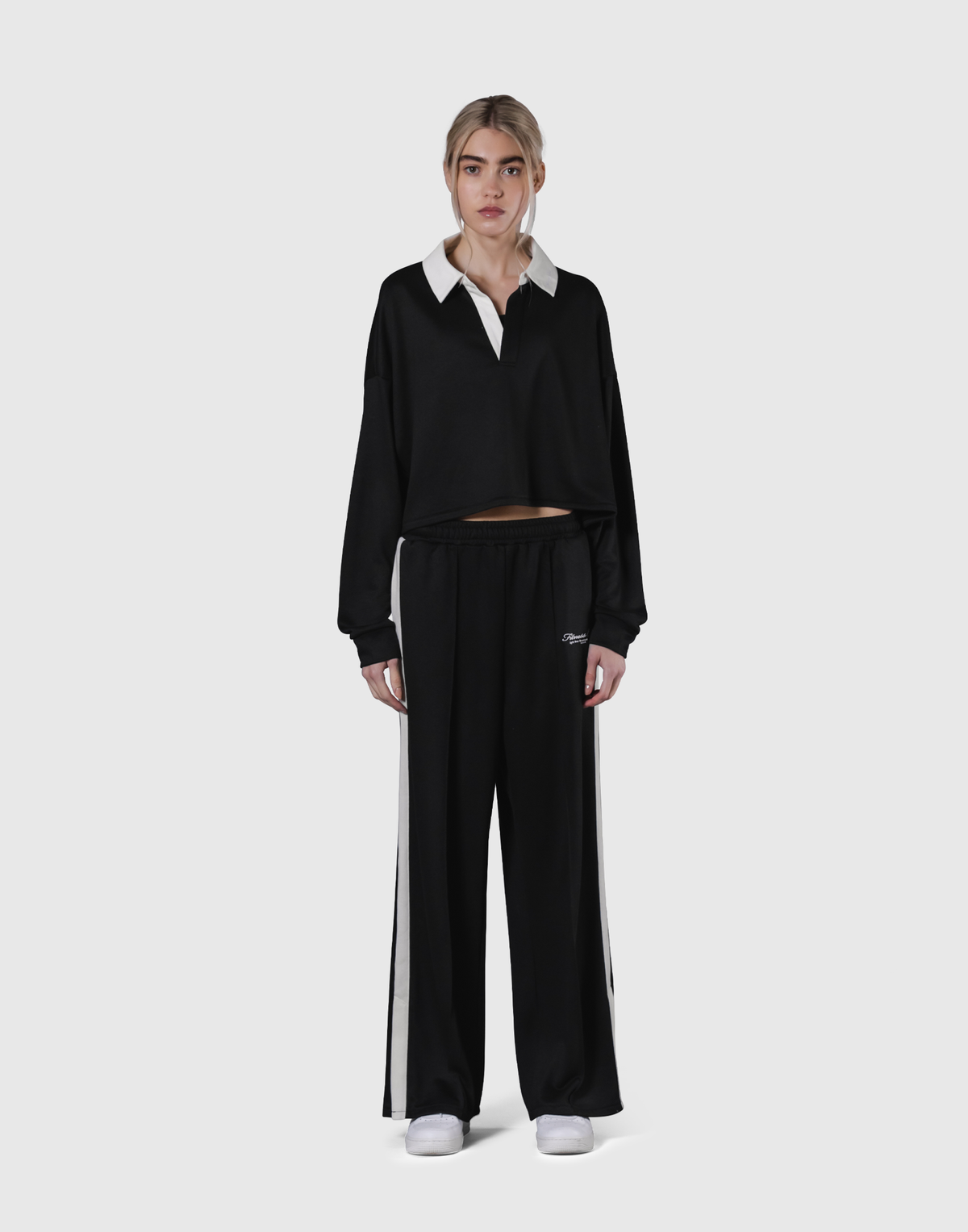 Cropped Rugby Shirt - Black