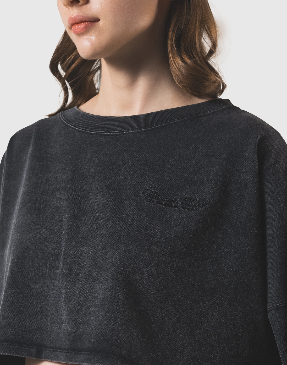 Loose Crop Long Sleeve Shirt - Black