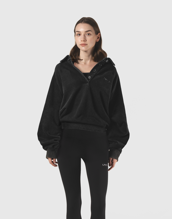 Half Zip Oversized Sweatshirt - Black – LÝFT