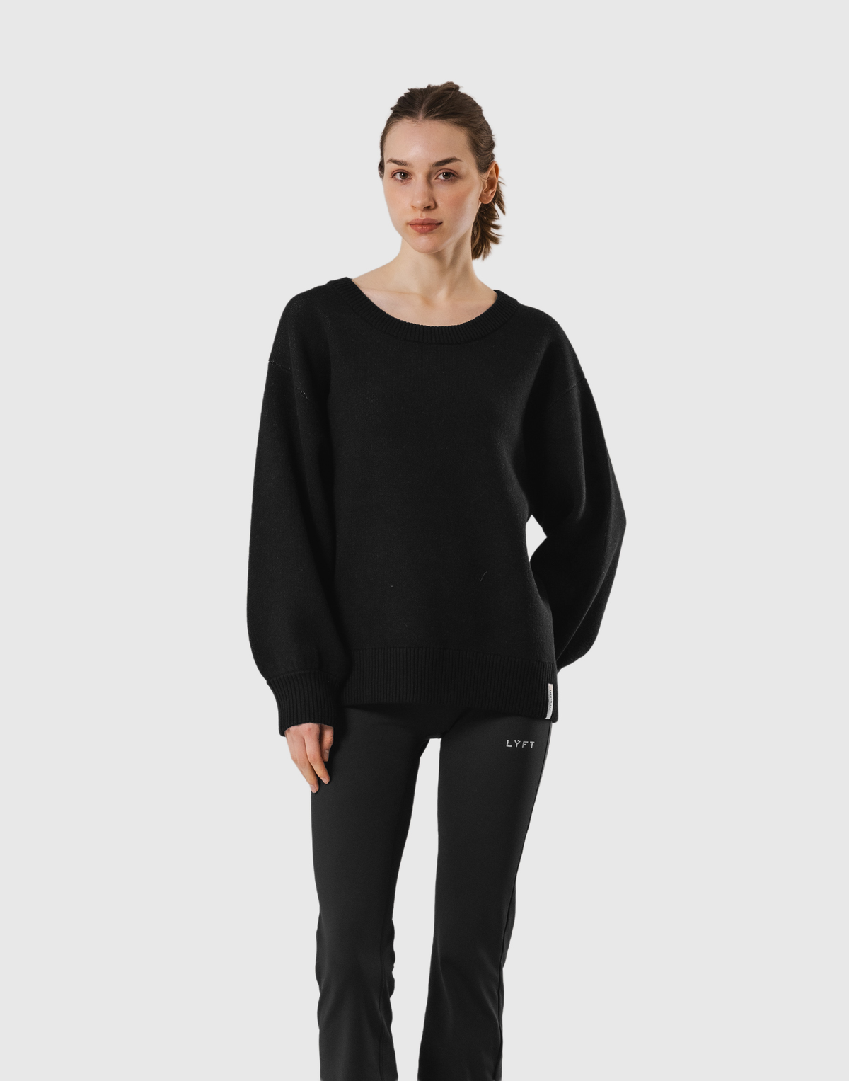 Back Logo Knit Pullover - Black