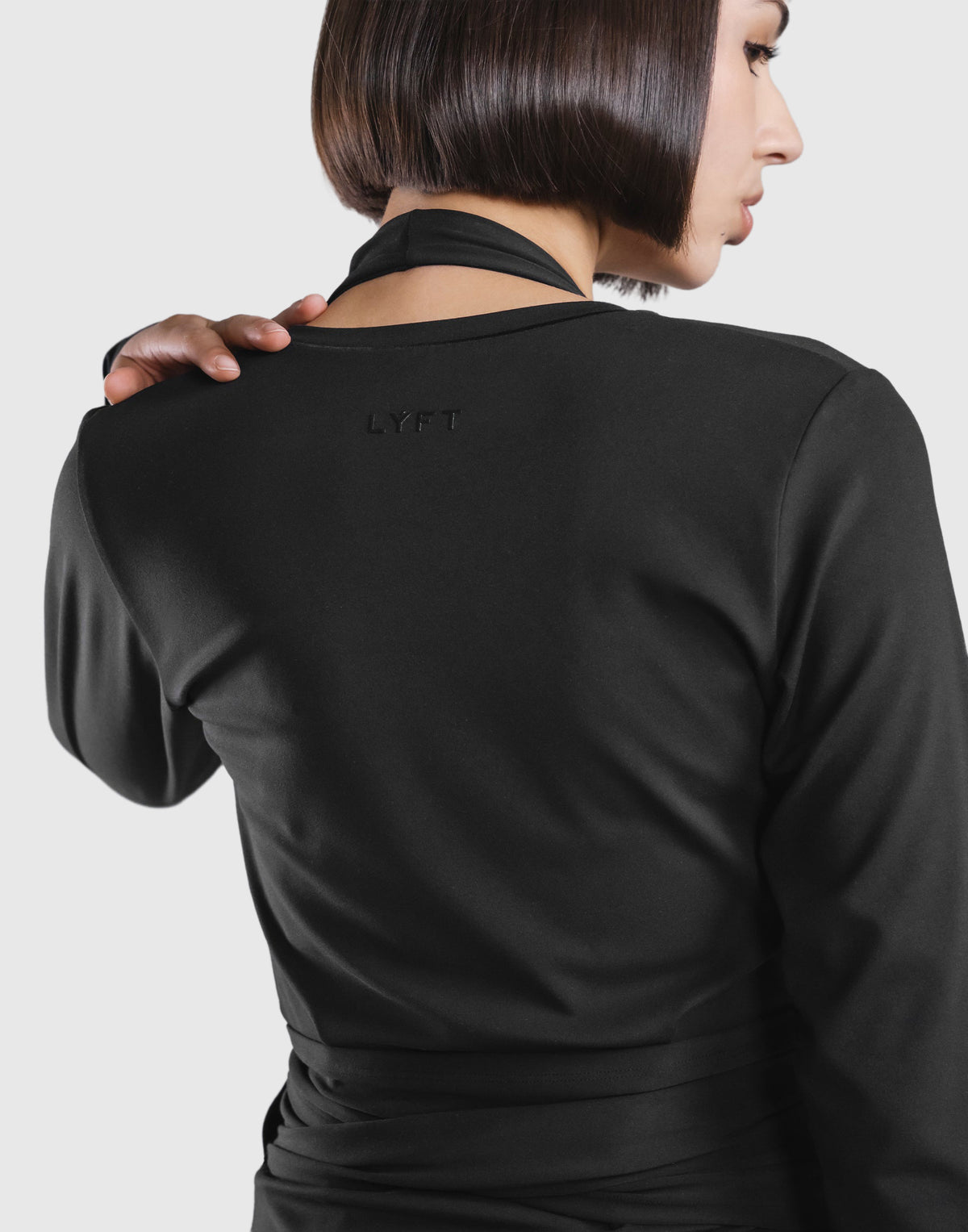 Comfortable Slim Wrap Top - Black