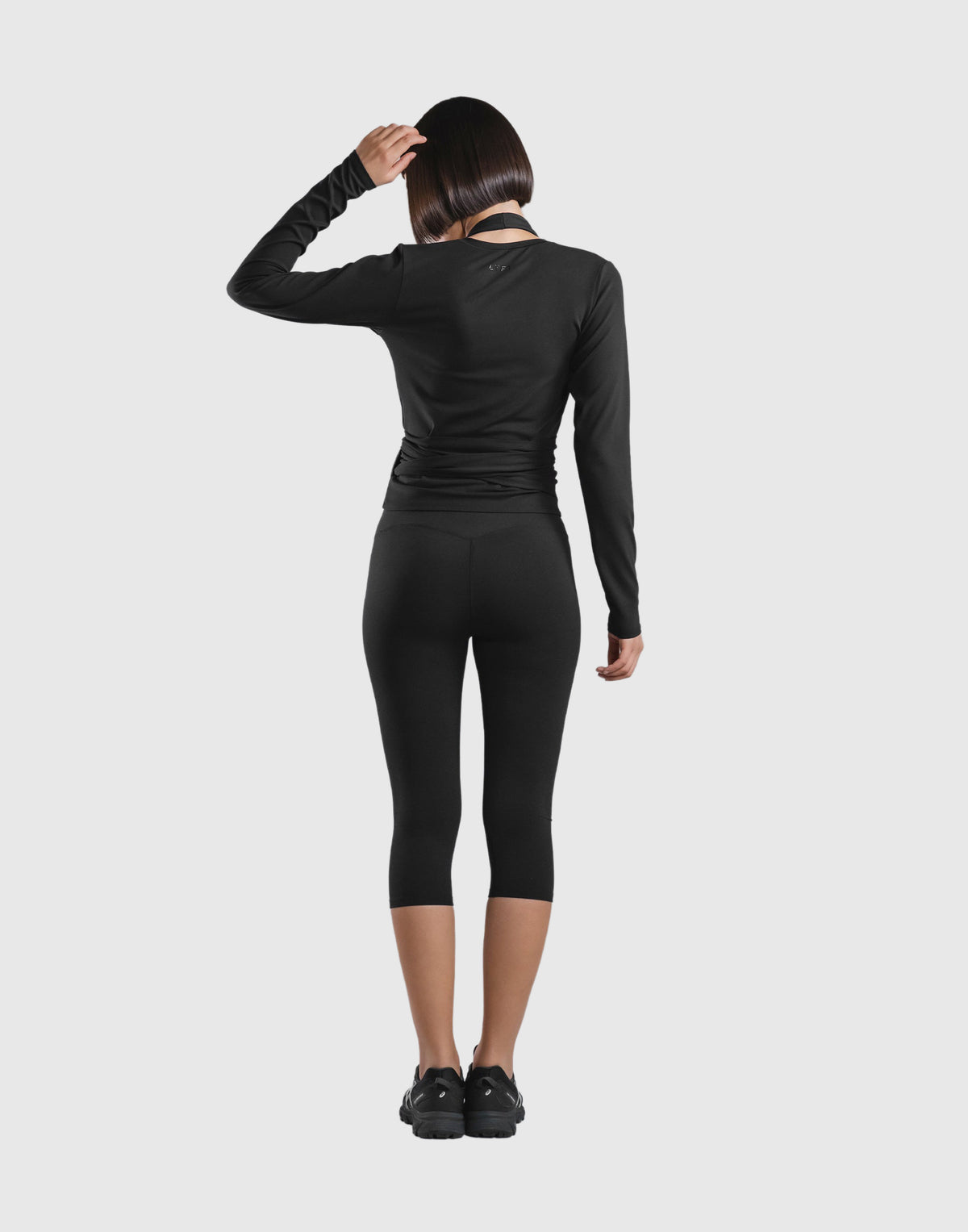 Comfortable Slim Wrap Top - Black