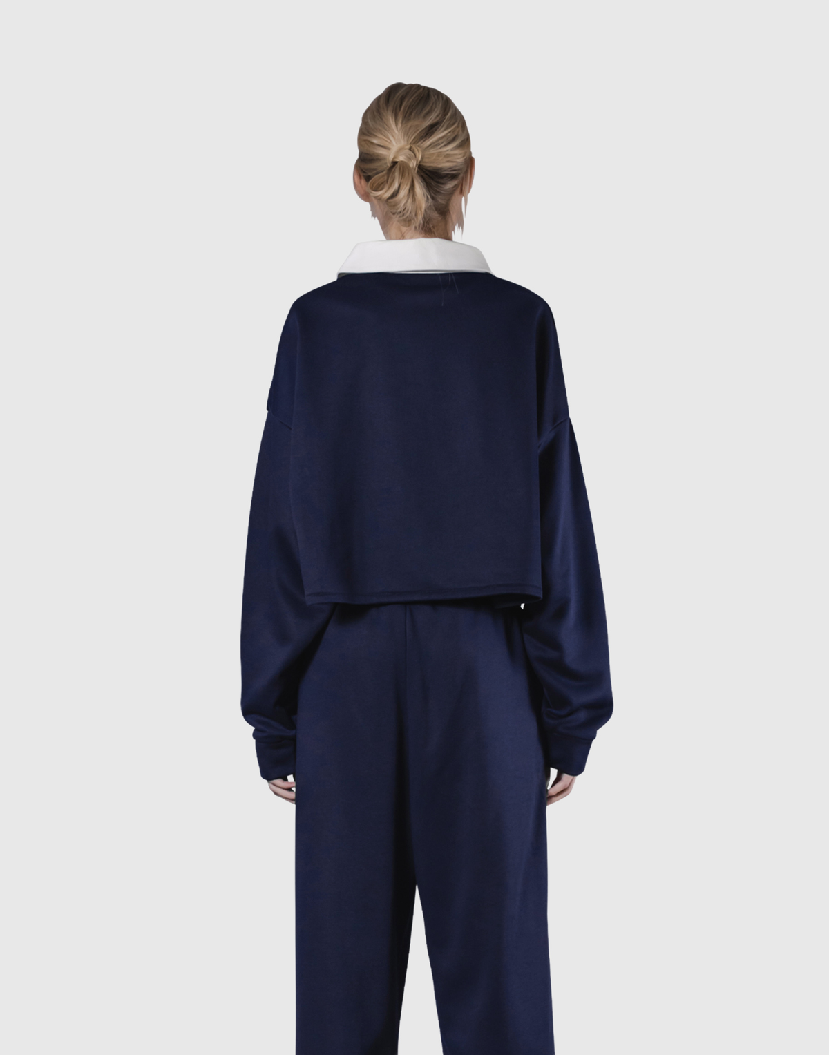 Cropped Rugby Shirt - Navy