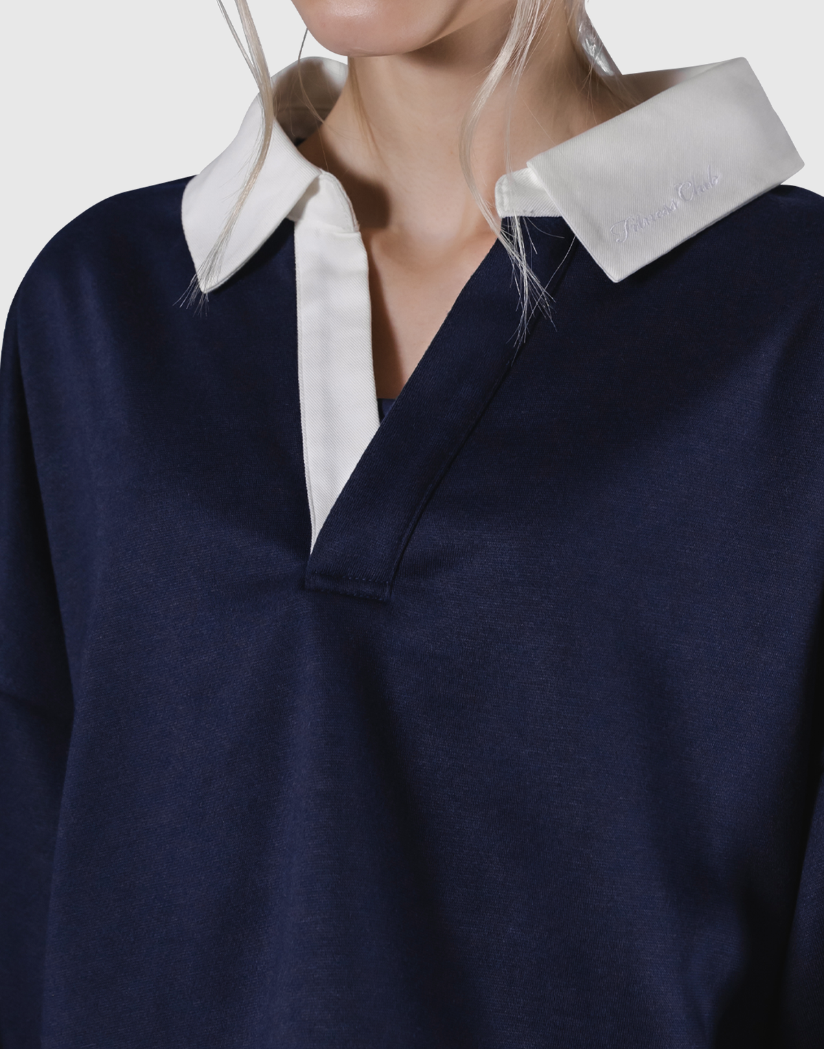 Cropped Rugby Shirt - Navy