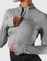 Slim Fit Half Zip Long Sleeve - Grey