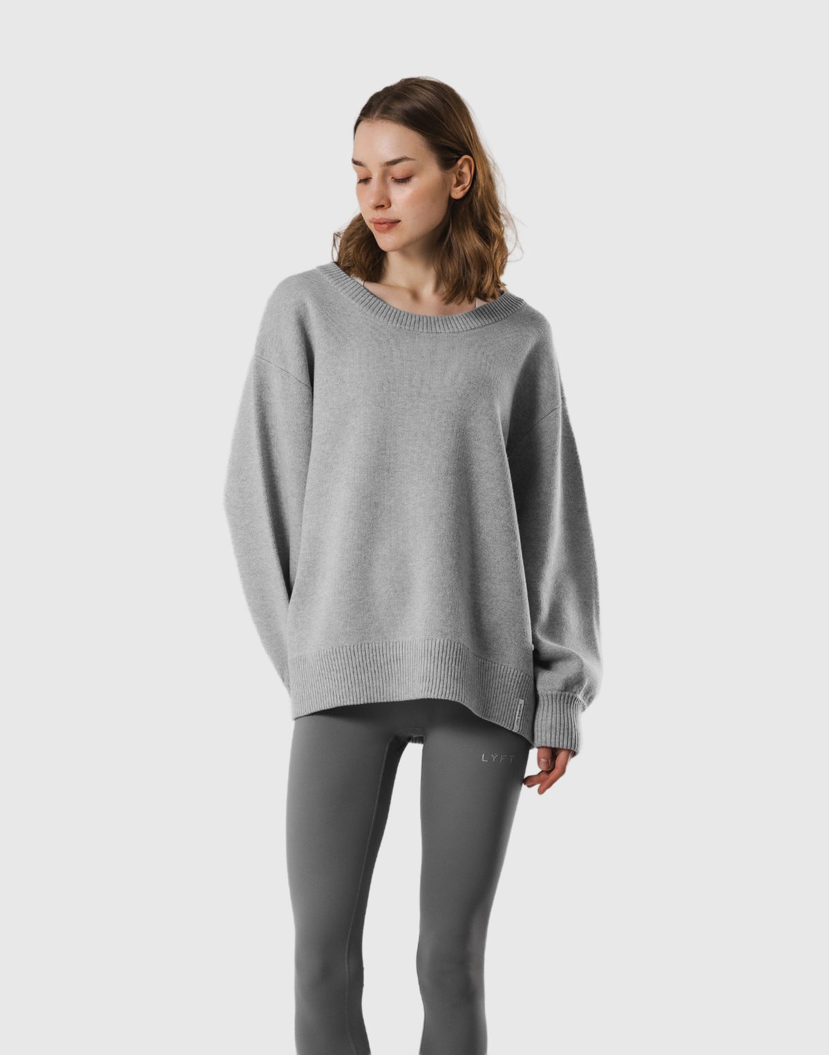 Back Logo Knit Pullover - Grey