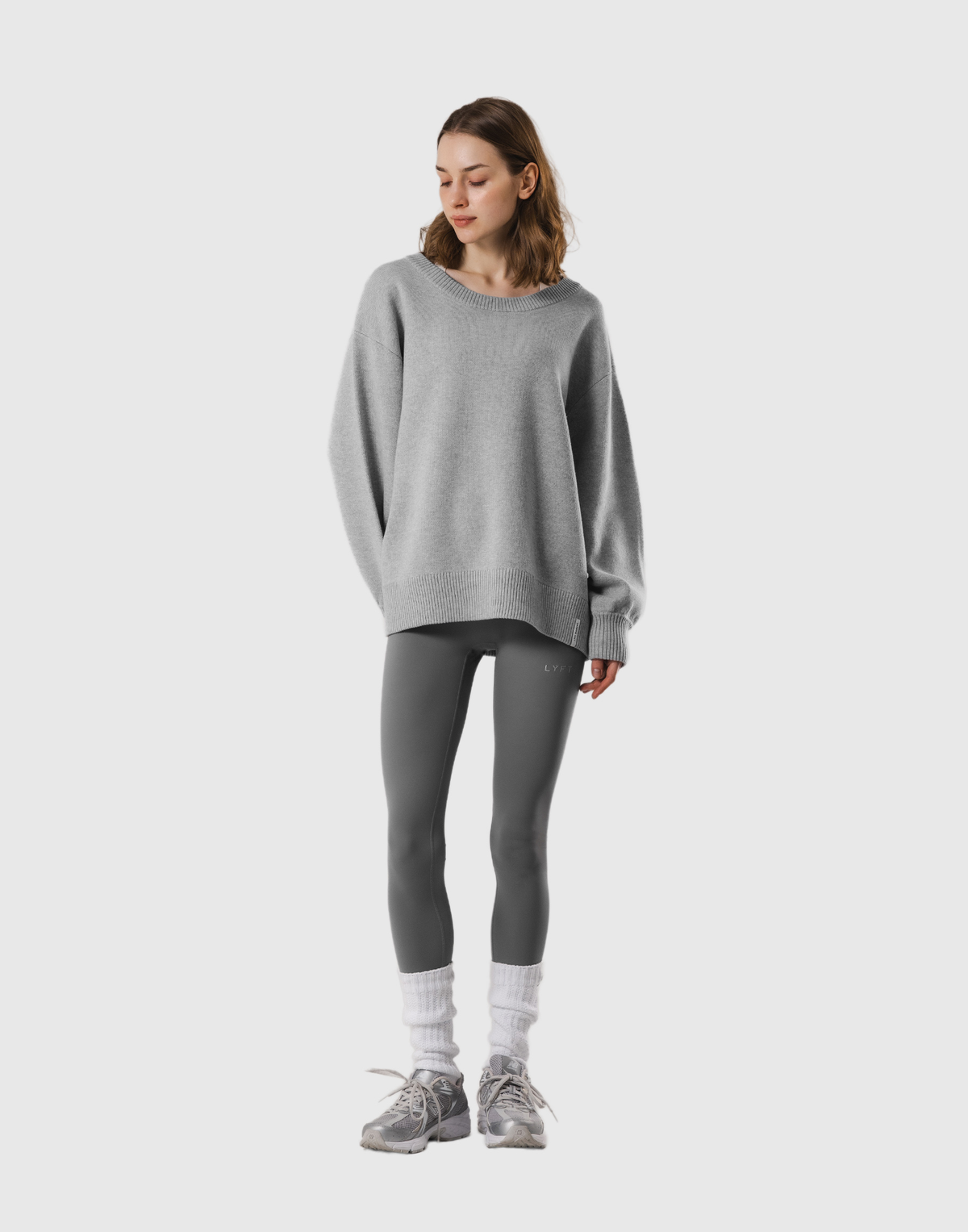 Back Logo Knit Pullover - Grey