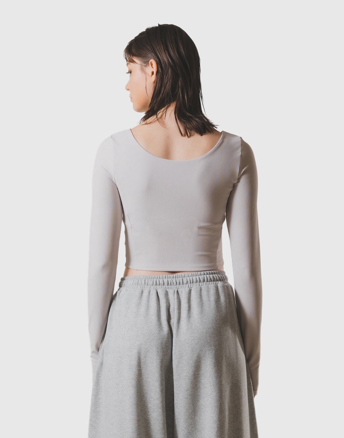 Square Neck Thumbhole Top - Beige