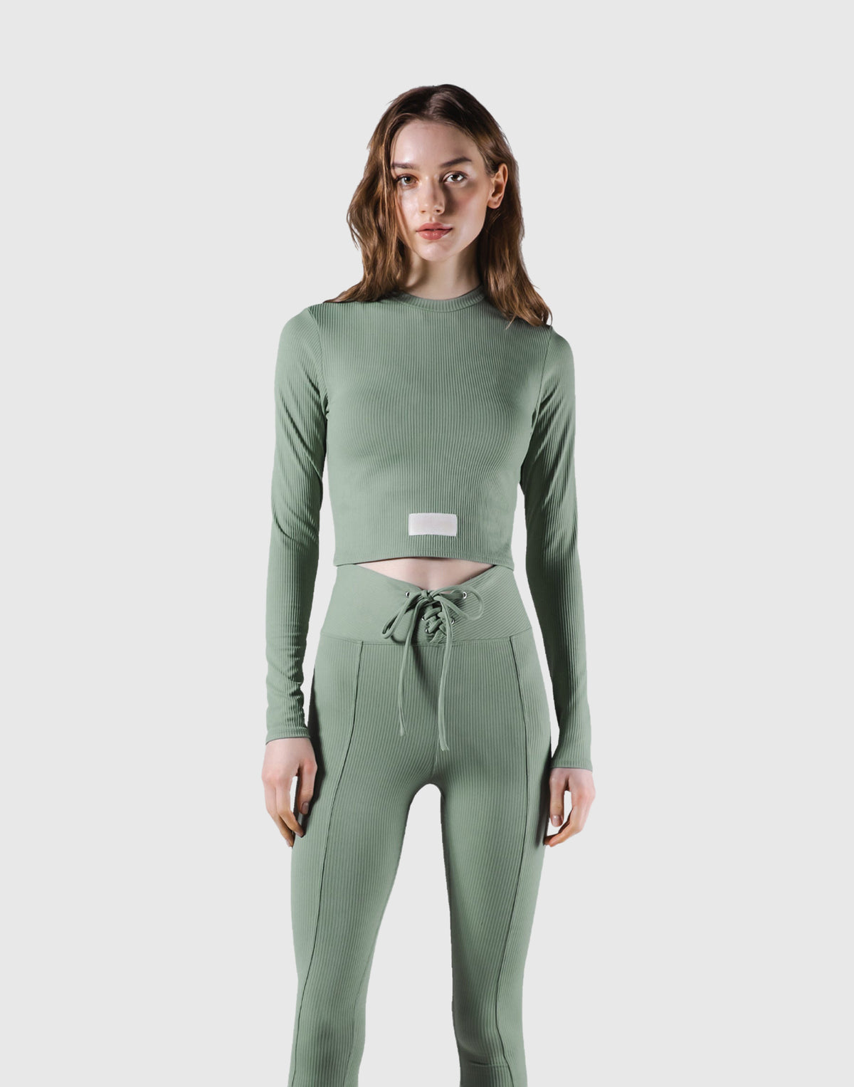 Ribbed Long Sleeve T-Shirt - Melty Green