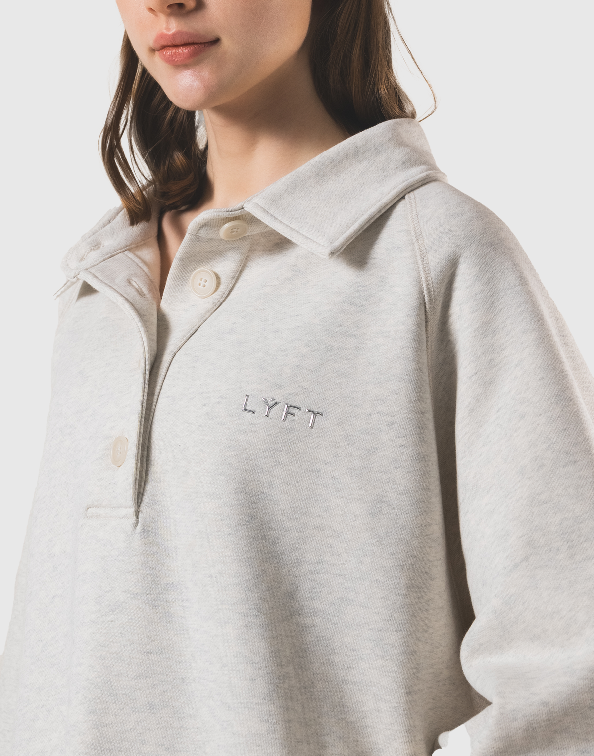 Raglan Sleeve Polo Sweatshirt - Ivory