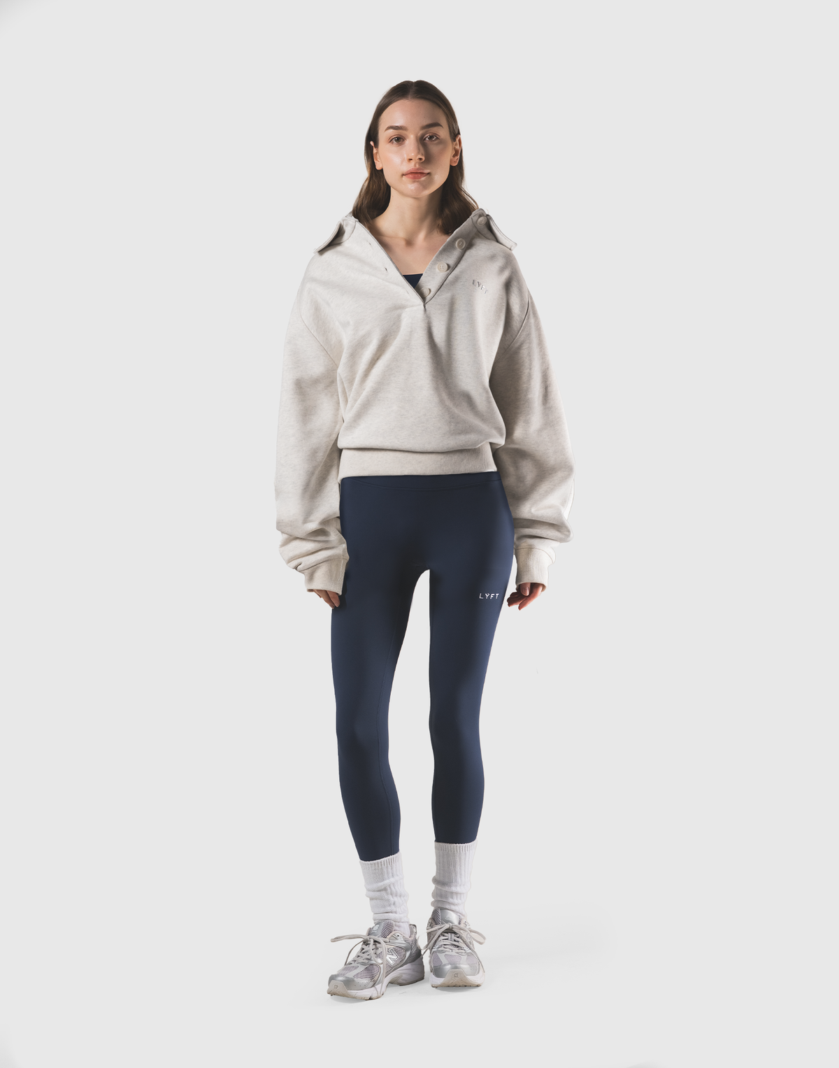 Raglan Sleeve Polo Sweatshirt - Ivory