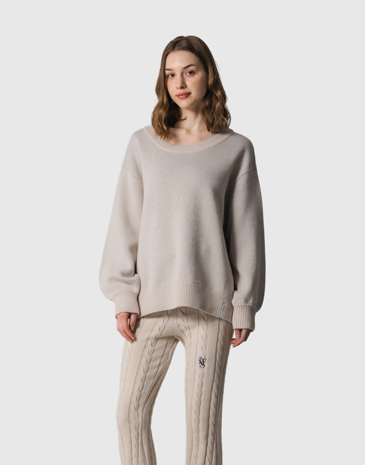 Back Logo Knit Pullover - Ivory