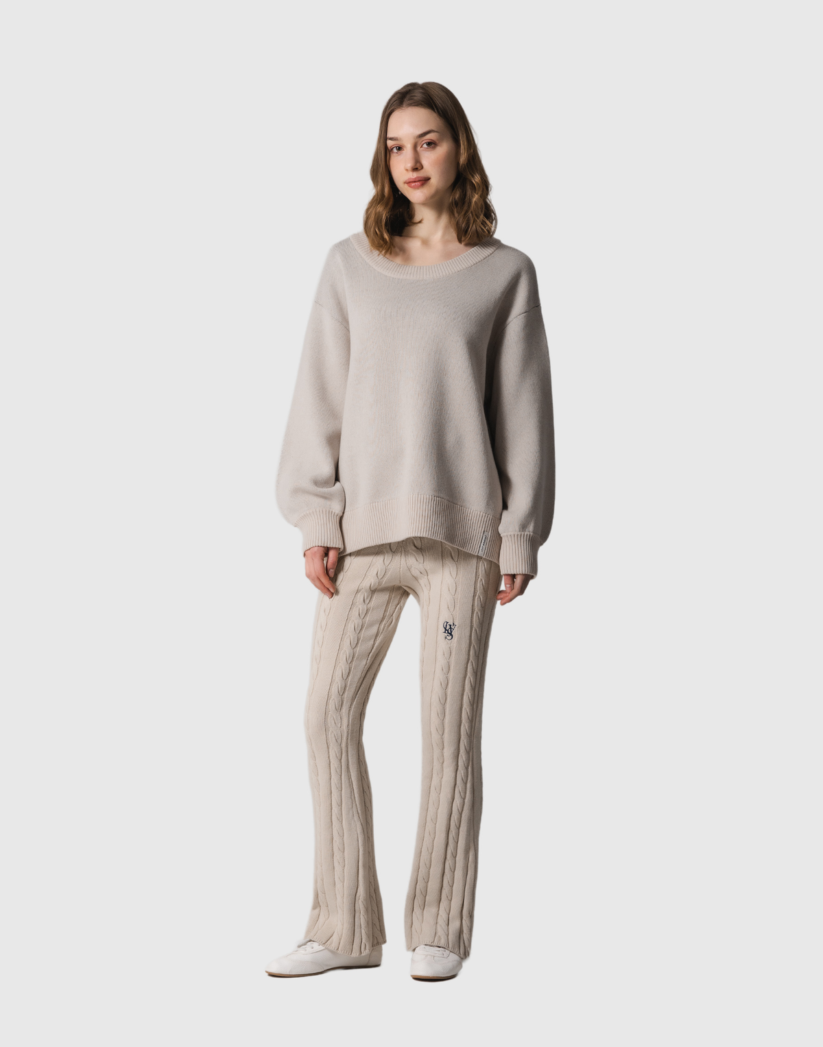 Back Logo Knit Pullover - Ivory