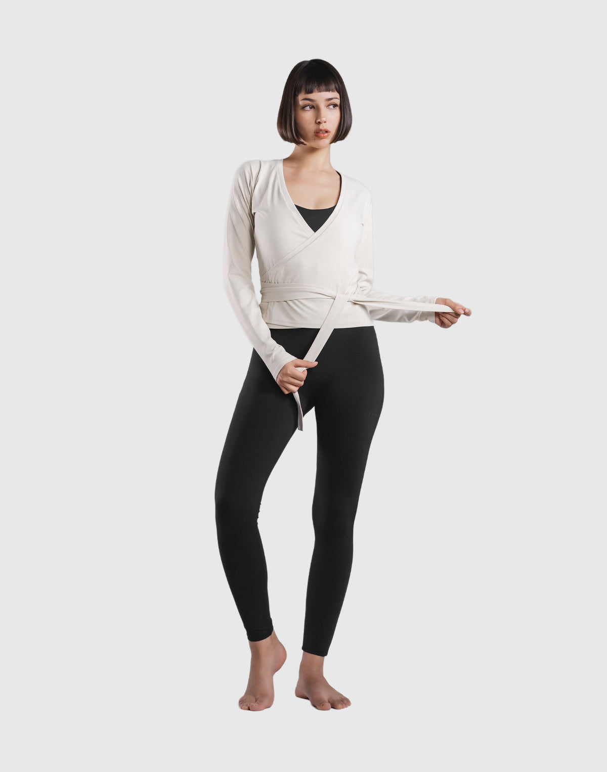 Comfortable Slim Wrap Top - Ivory