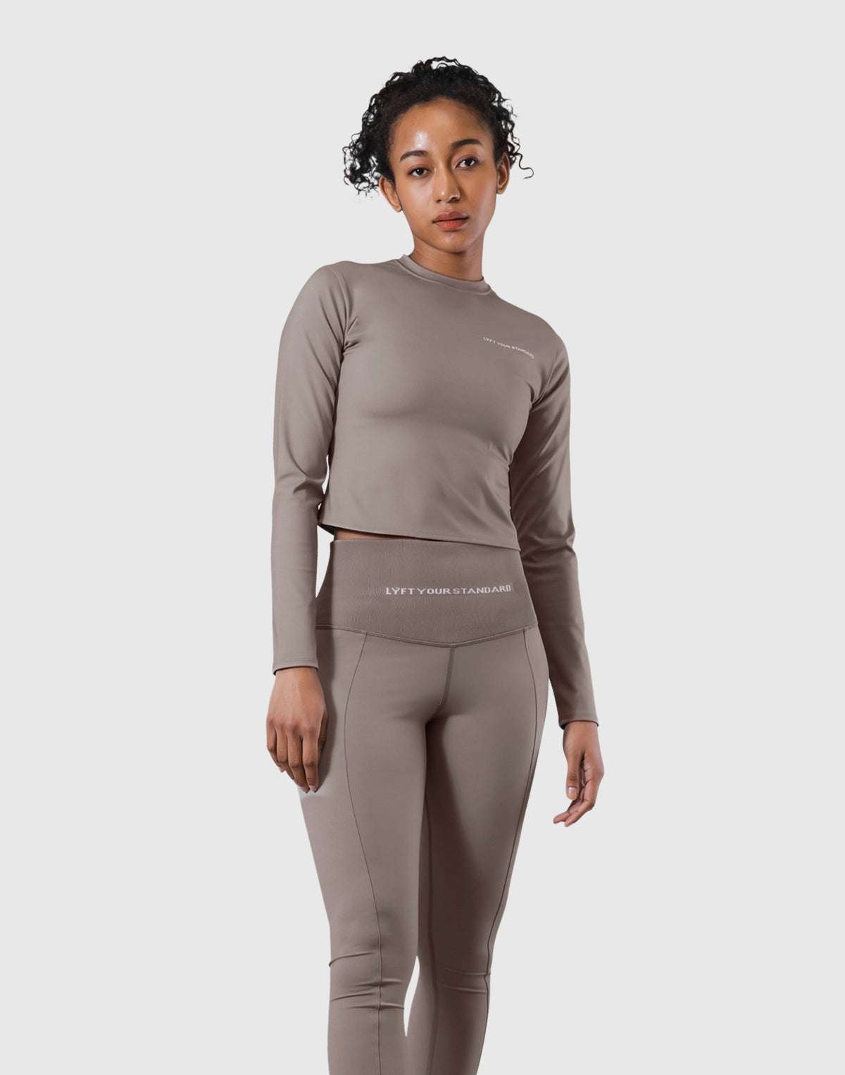 Stretch Slim Long Sleeve T-Shirt - Light Brown