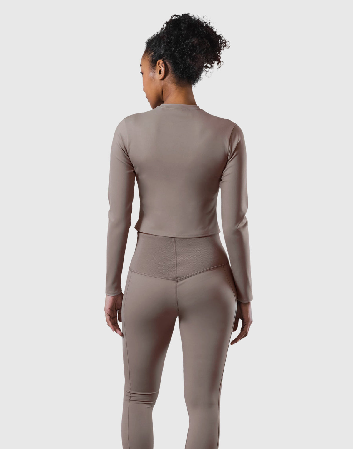 Stretch Slim Long Sleeve T-Shirt - Light Brown