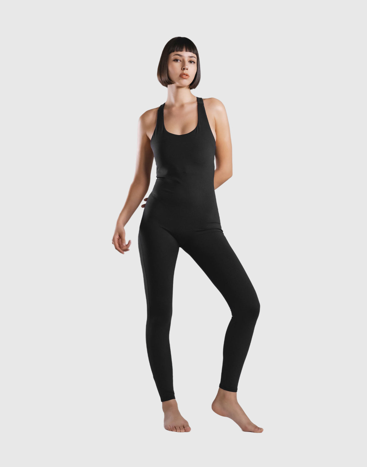 Comfort Back-Cross Long Jumpsuit - Black