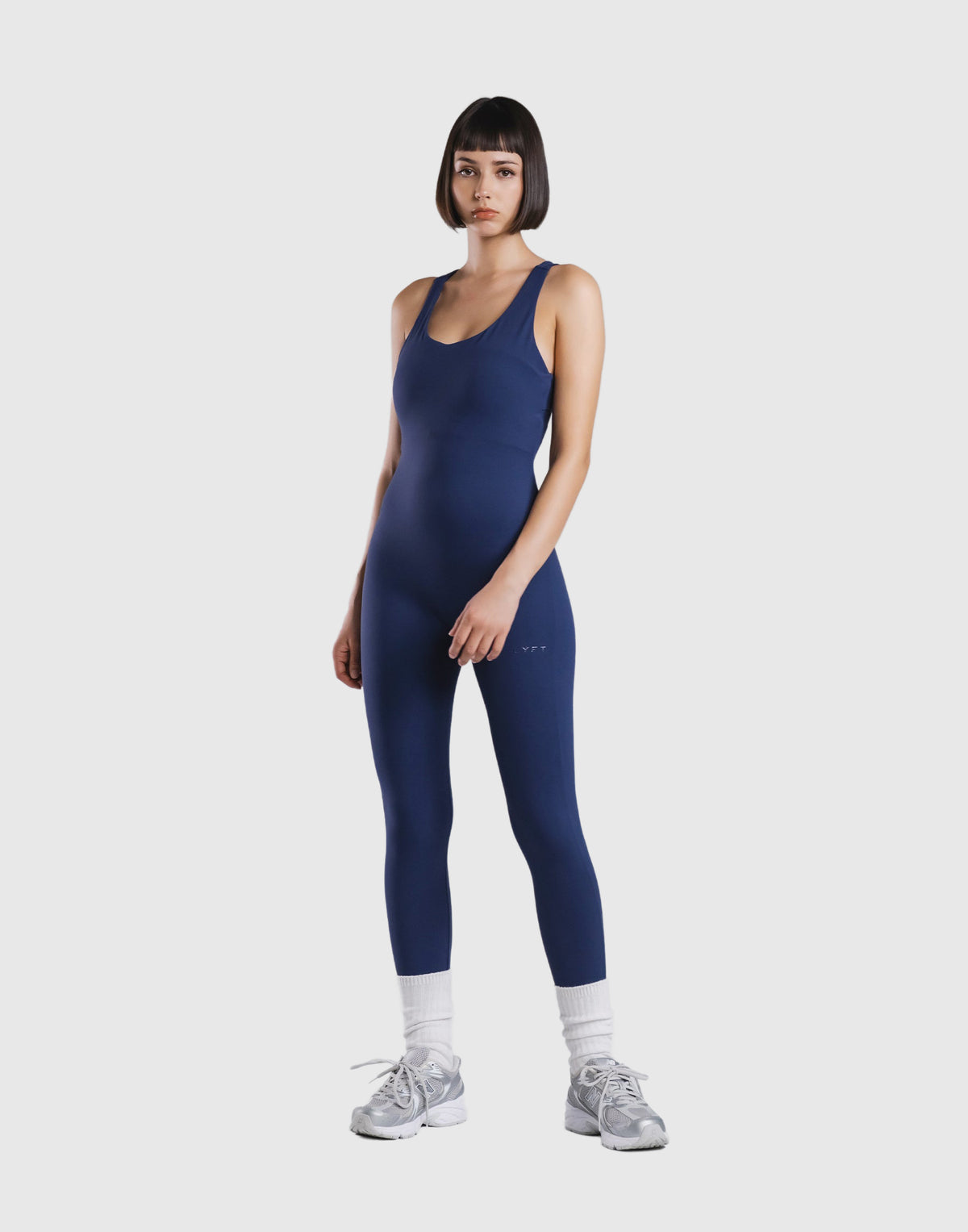 Comfort Back-Cross Long Jumpsuit - Navy