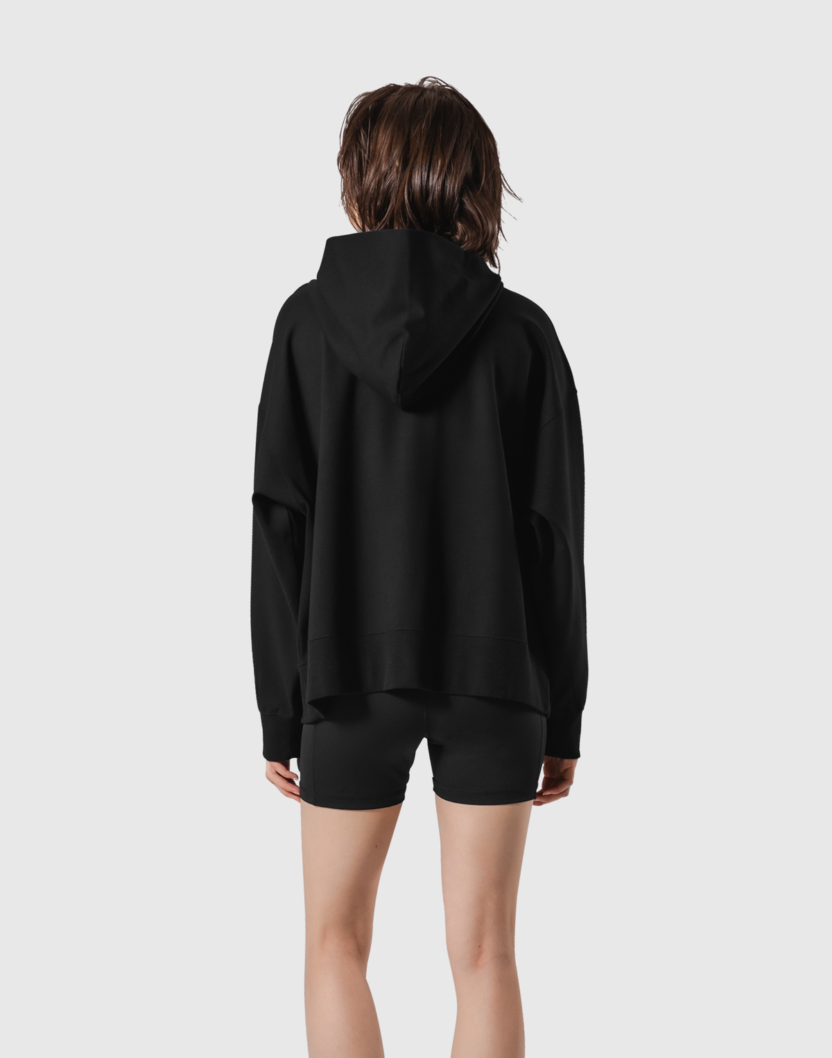 Patching Logo Zip-Up Stretch Hoodie - Black
